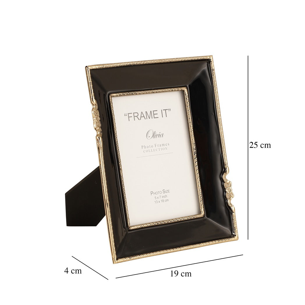 Enamel Embrace Photo frame in  Jet Black