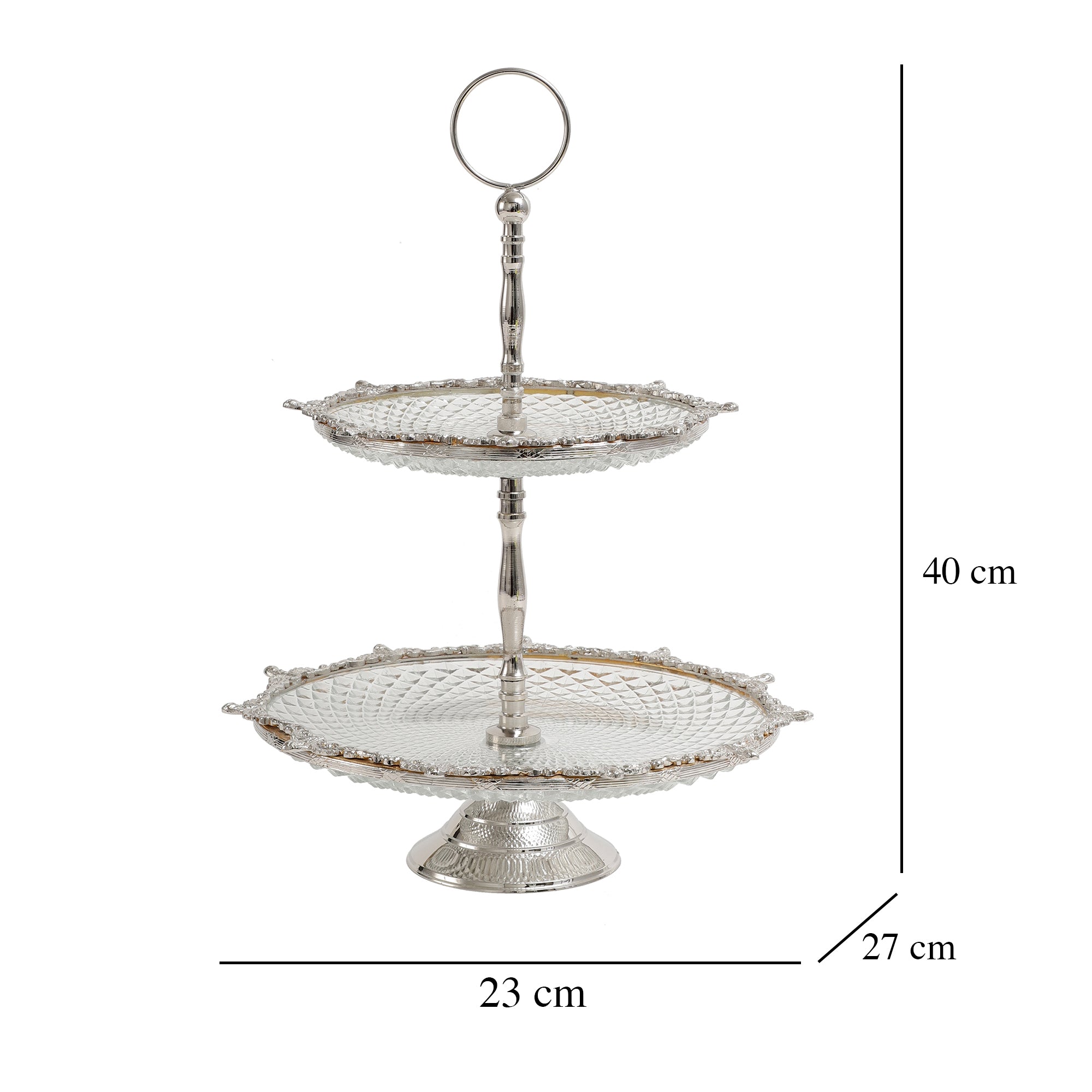 Crystal Spike Double Cake stand in silver - OUCHCART