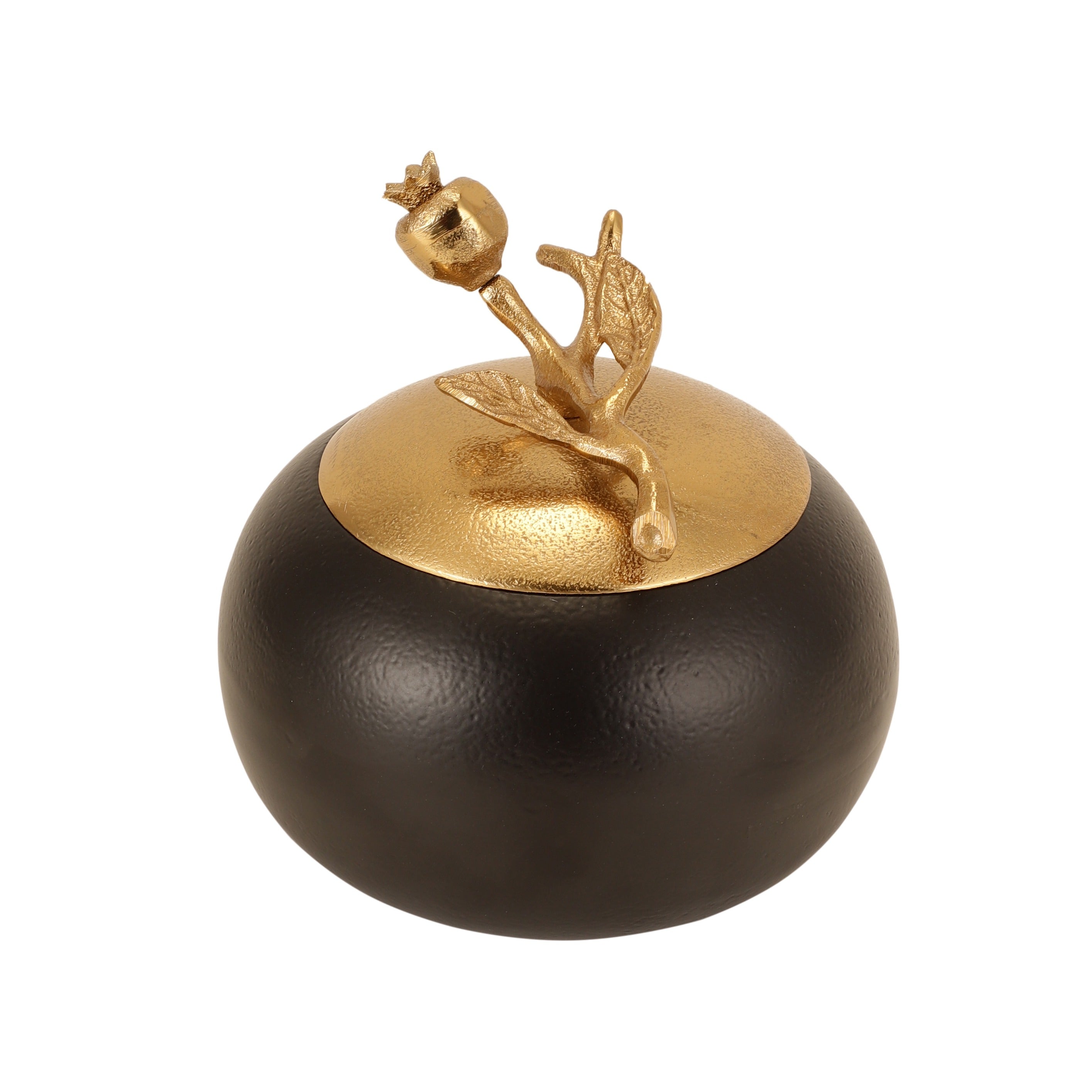 Pomegranate Metal Trinket Box in Gold Black