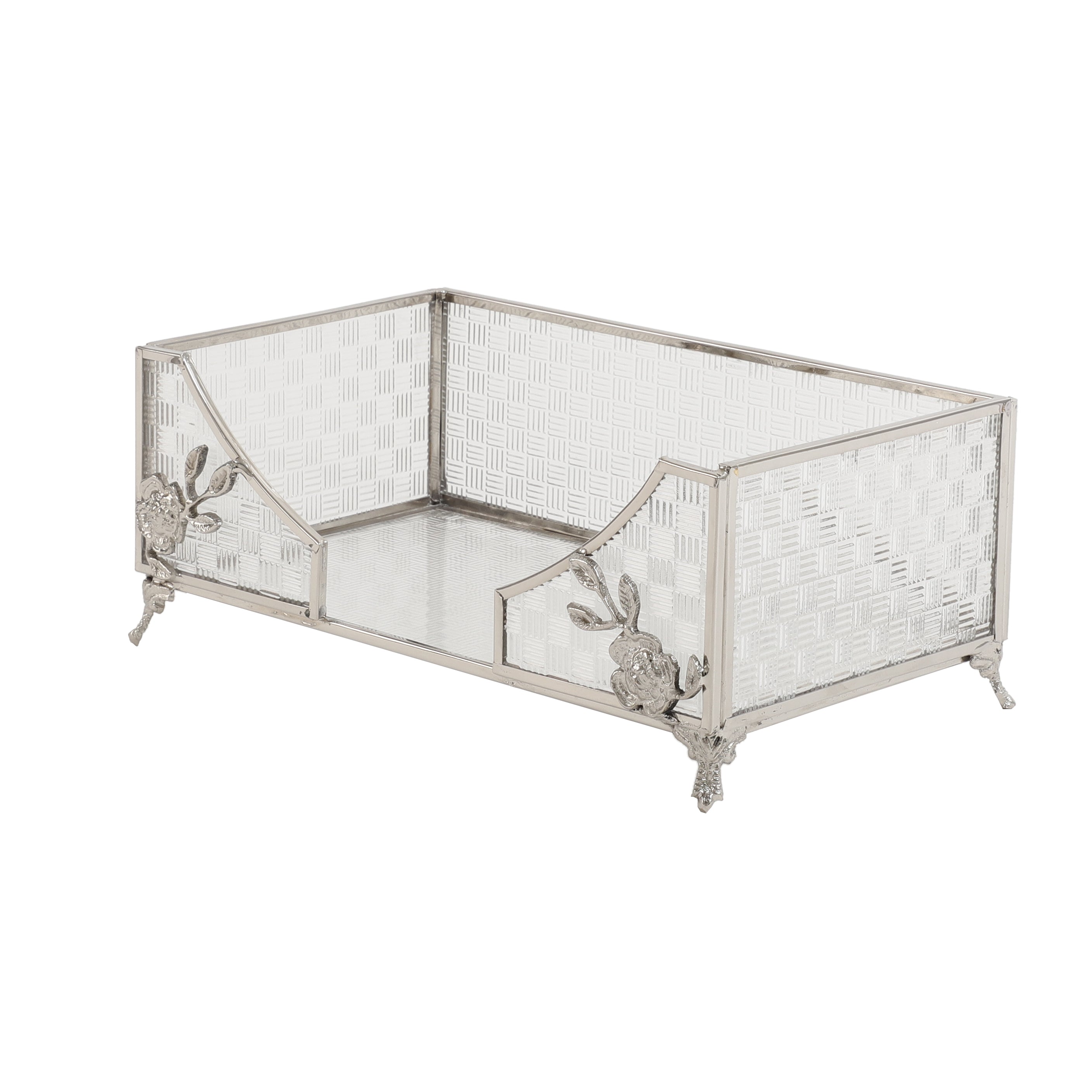 Citri Open Napkin Box & Storage Tray in Silver - OUCHCART