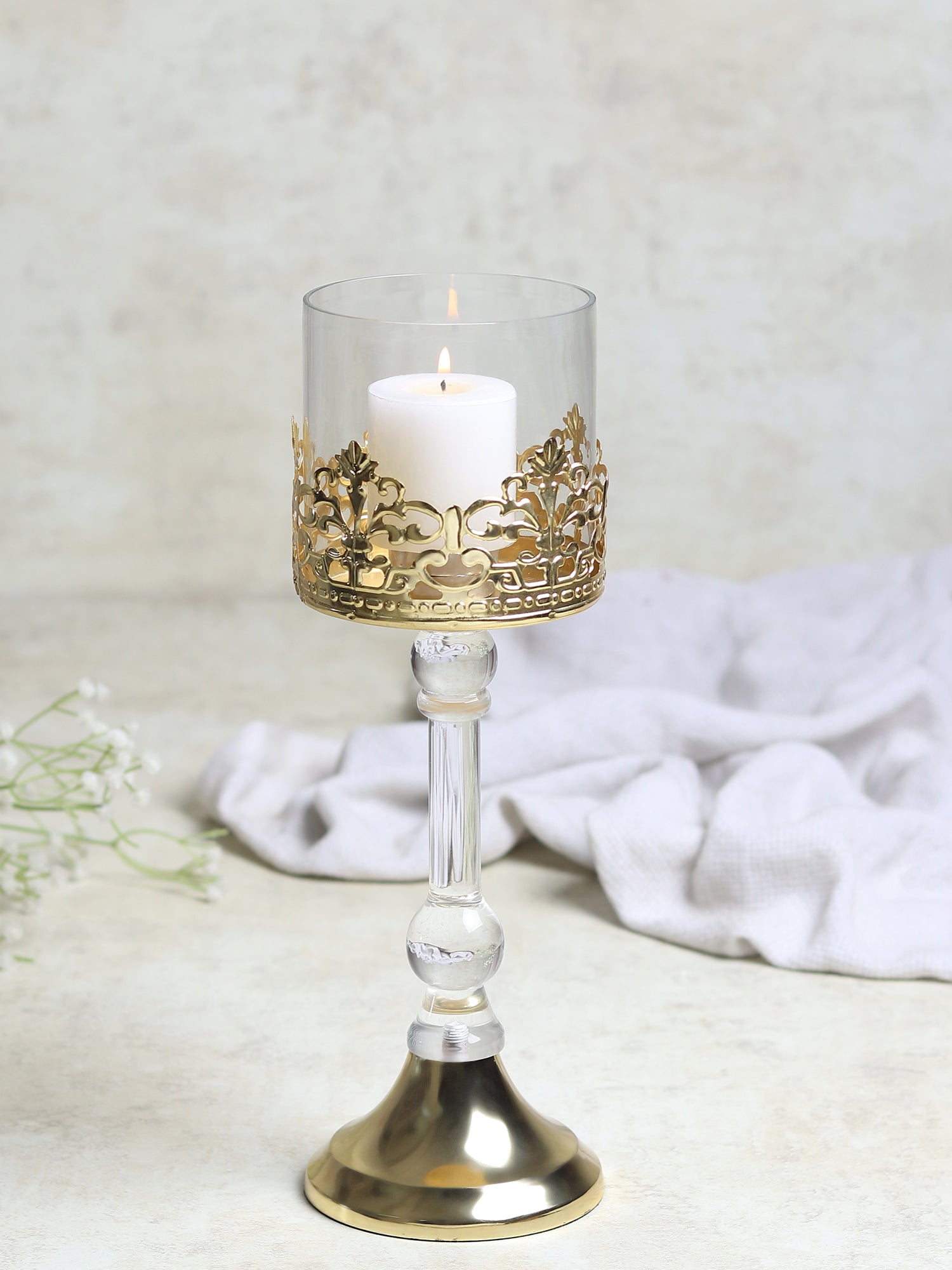 Aurum Crest Pillar Candle Holder Small