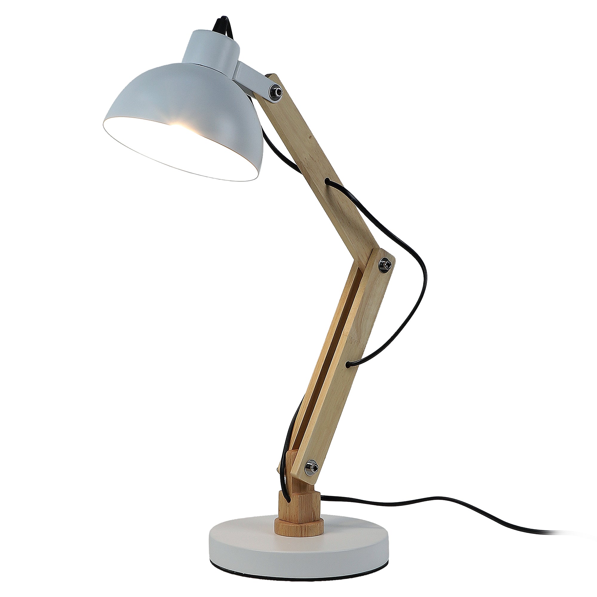 Modern White Study Lamp With Metal Base By SS Lightings