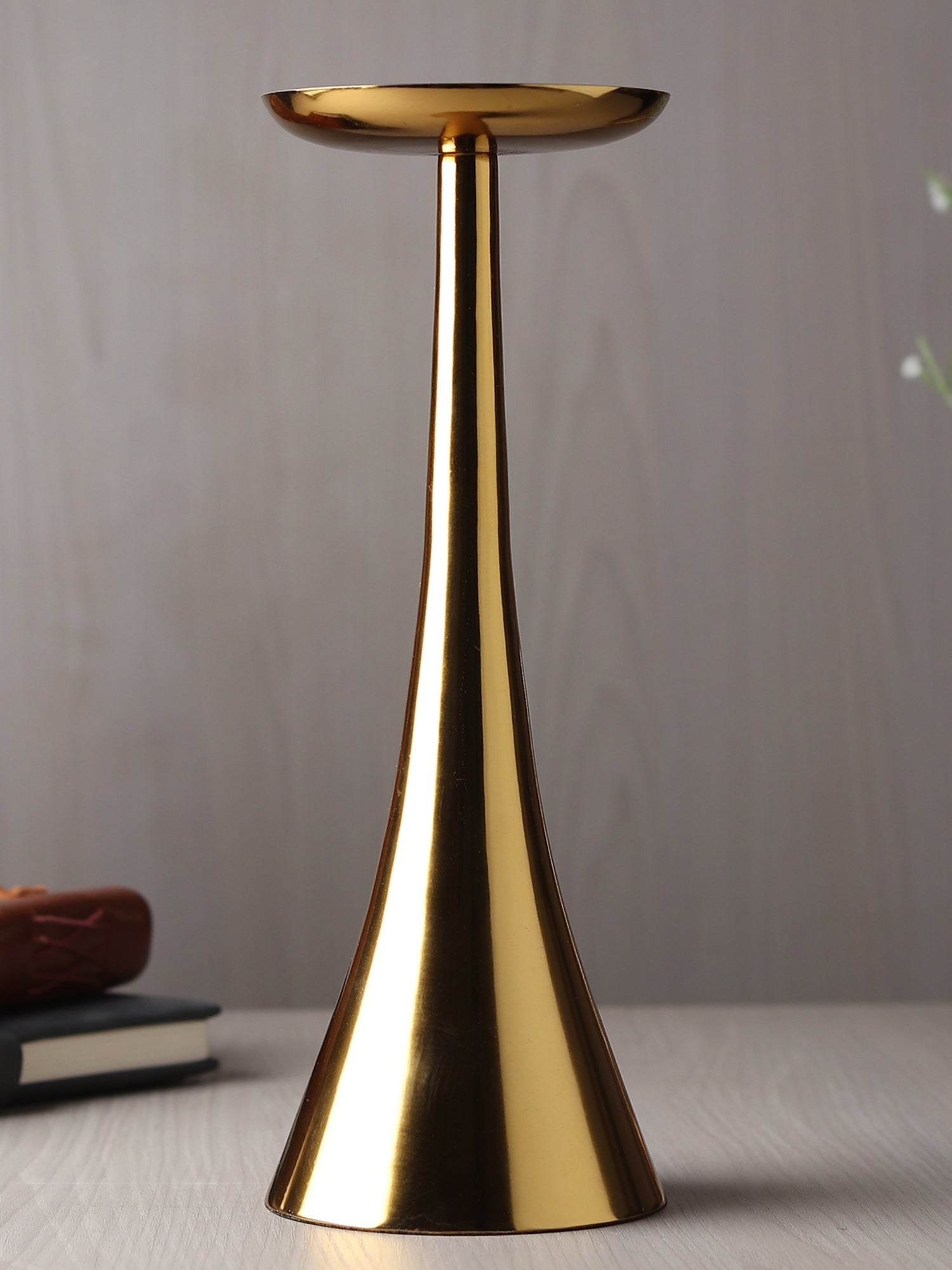 Aureus Tall Gold Pillar Candle Stand