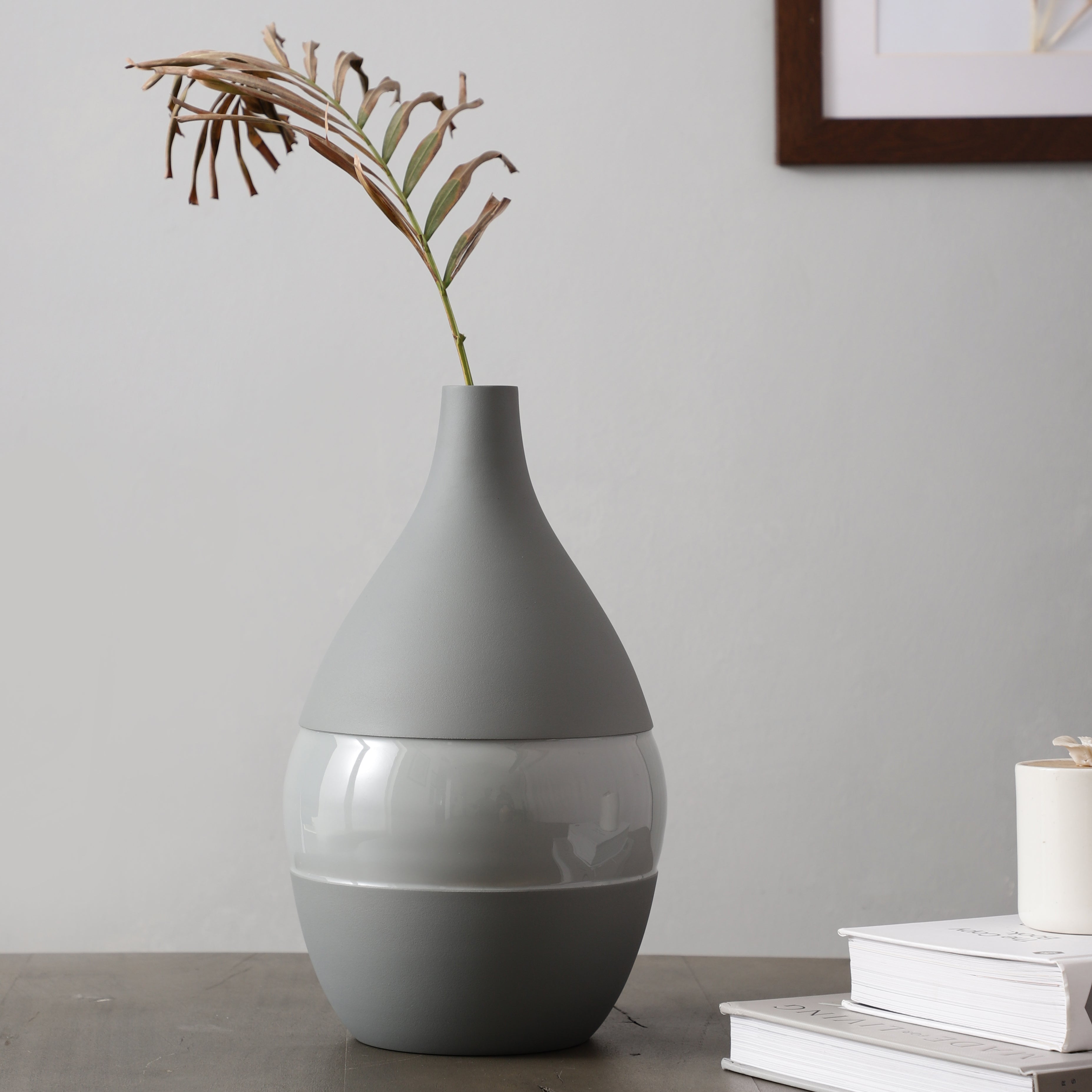 Vesera Grey Enamel Vase Large