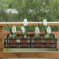 Balcony Railling Planter Box Black Frame Metal Rectangular Flower Pot Holder For Outdoor Garden Decor