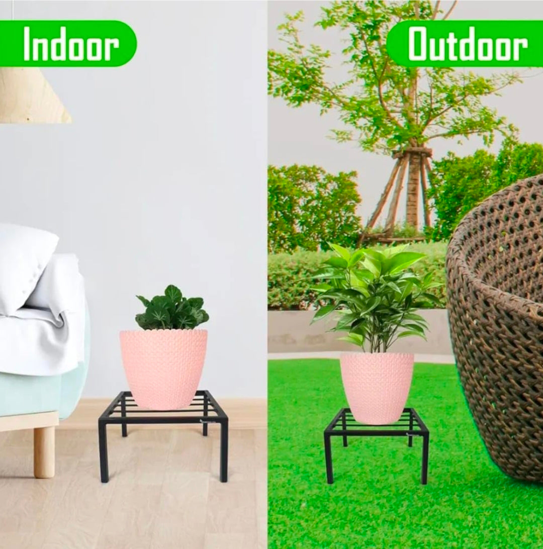 Solid Square Stand Indoor Outdoor Pot Planter Stand For Home Garden Balcony Plant Container Set (Pack Of 4)  - OUCHCART