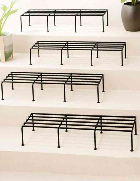 Elated Metal Plant Stand (Set Of 4) Black Rust Proof  Pot - OUCHCART