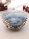 Enchanted Vine Glass Bowl in Wavy Grey and Gold