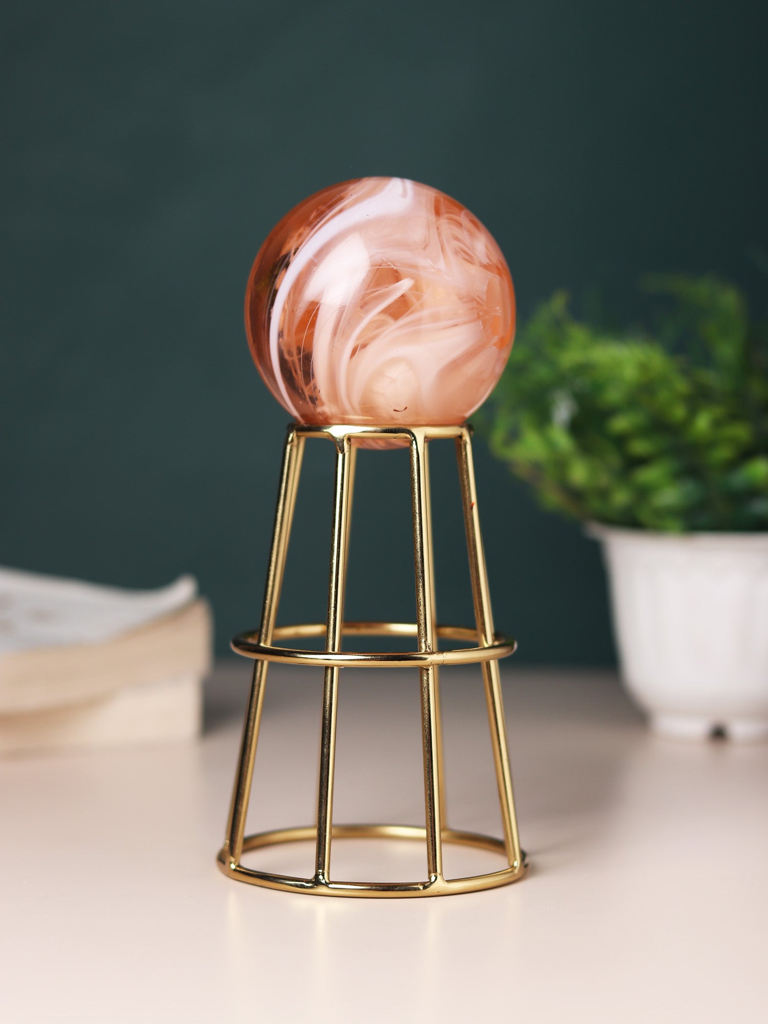 Crystal Orb's Gold Pedestal with Peach Ball