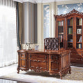 Luxury Antique Executive Office Desk | Ornate Carved Wooden Writing Table with Storage