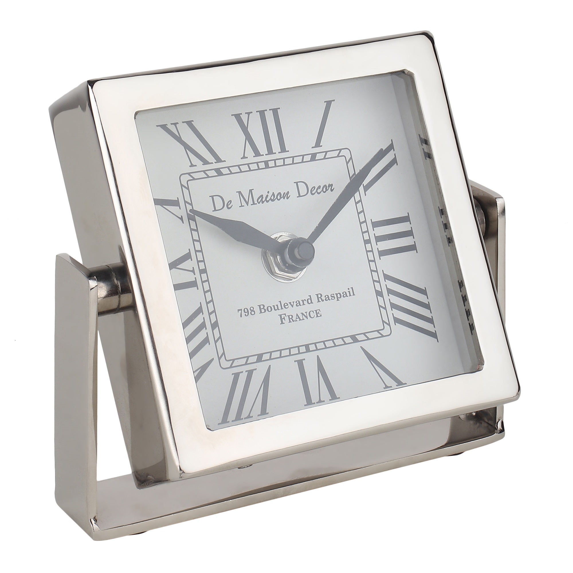 Time's Canvas - The Table Clock ( Medium ) In Silver