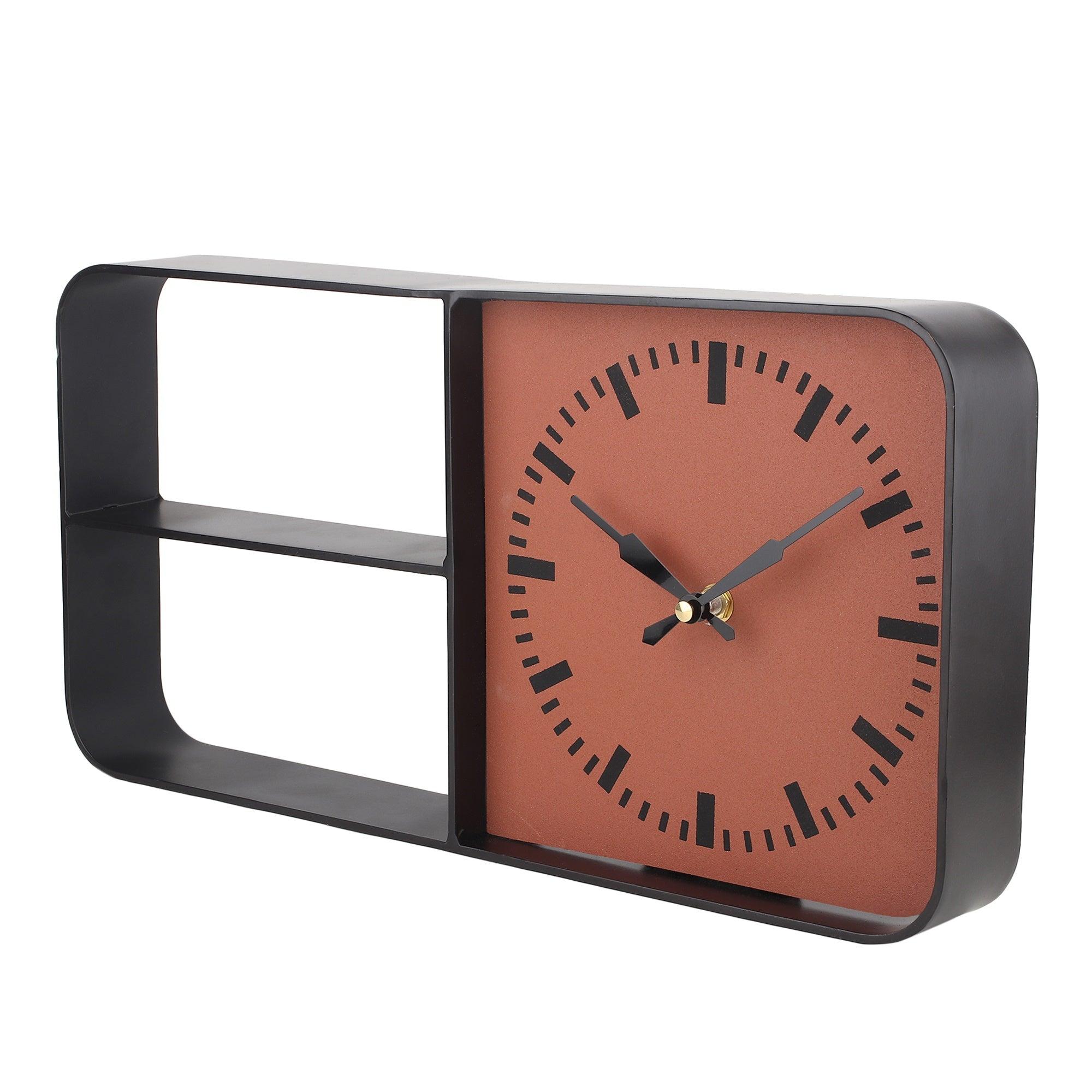 Timekeeper Shelves Wall Clock in Gold - Ouch Cart 