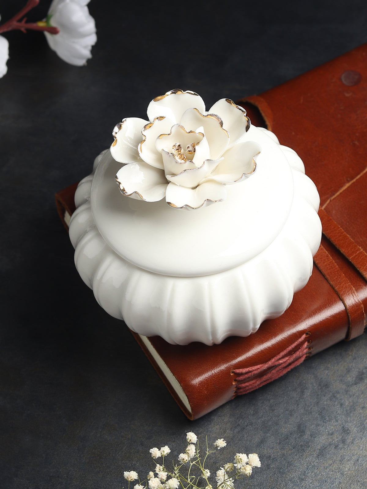 Ivory Blossom Porcelain Box - Ouchcart