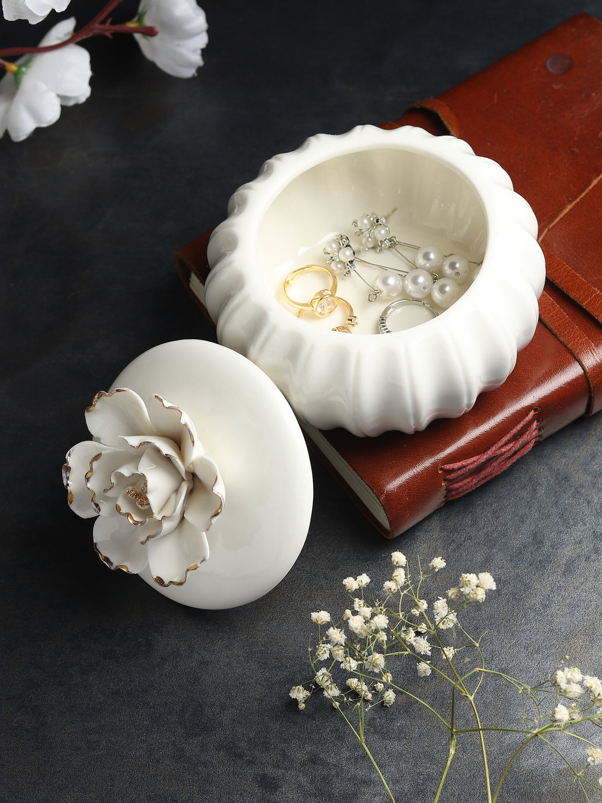Ivory Blossom Porcelain Box - Ouchcart