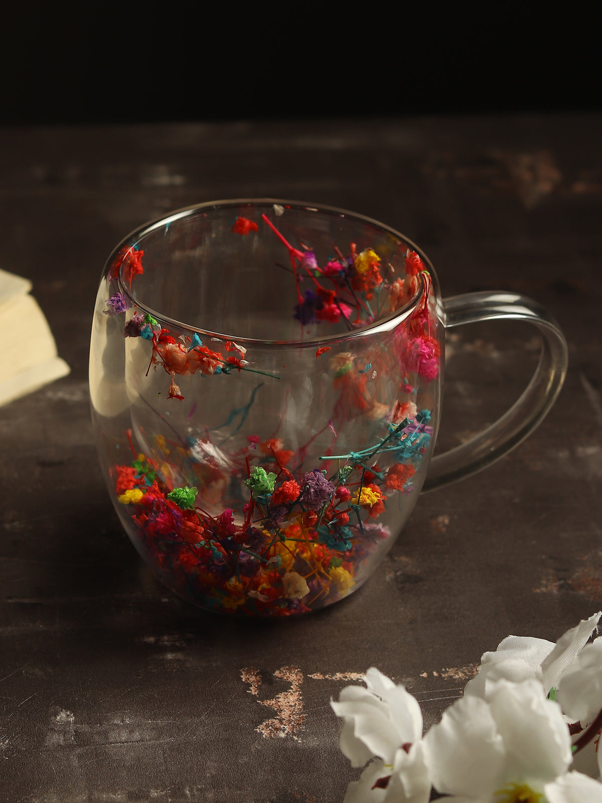 Dahlia multicoloured Glass Mug Small - OUCHCART