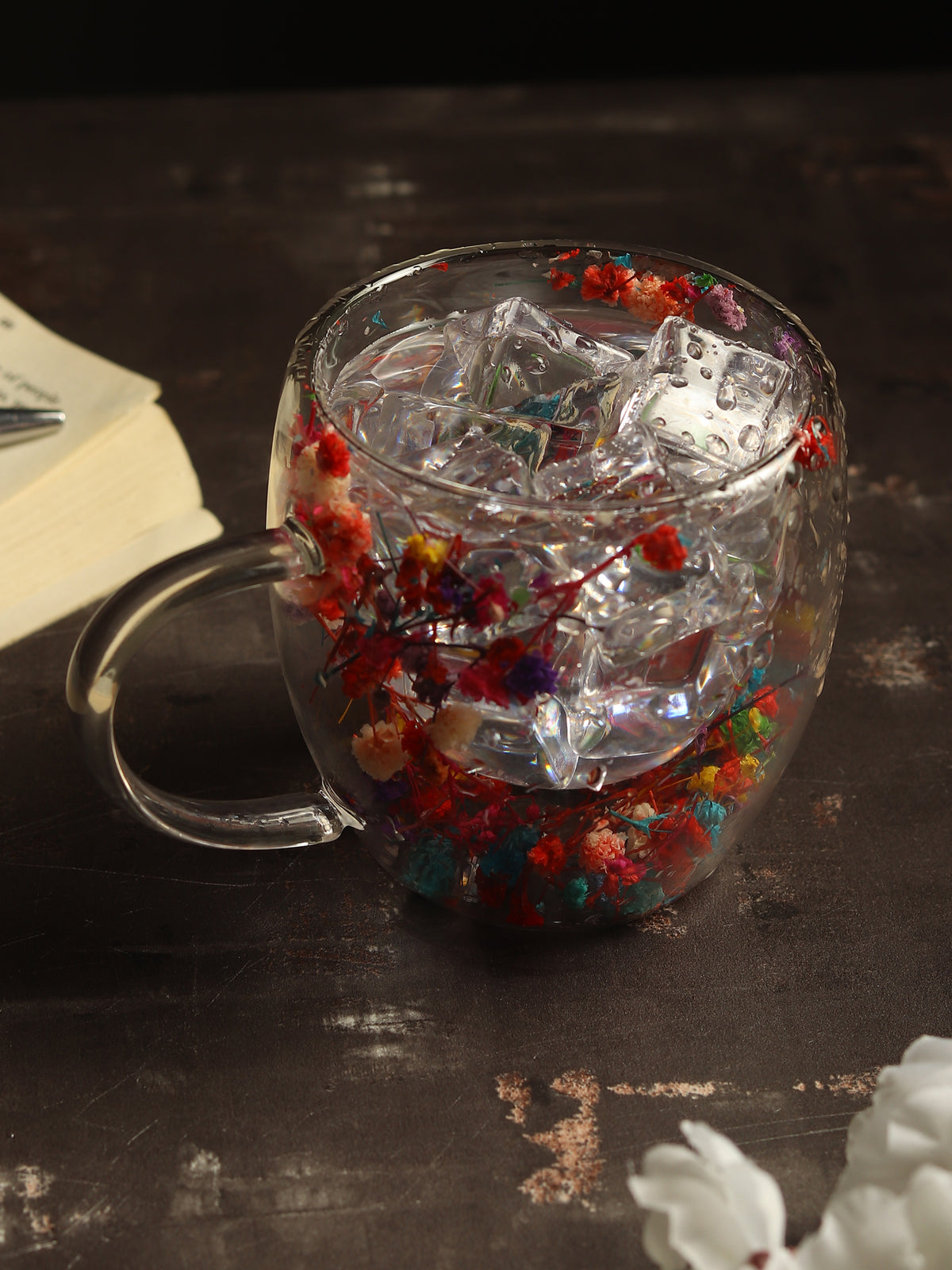 Dahlia multicoloured Glass Mug Small