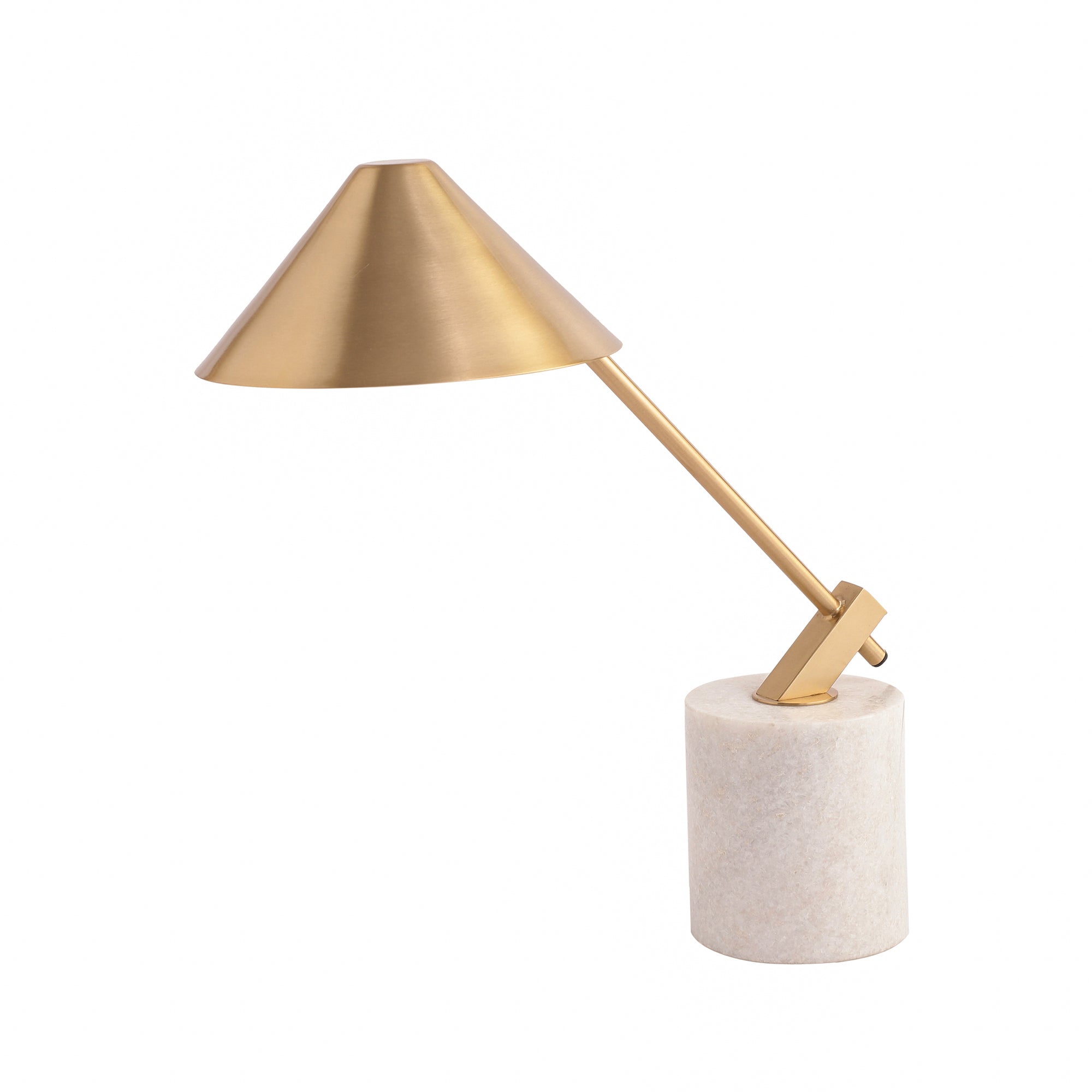 Gold Metal Cone Shade Lamp with white  Marble Base