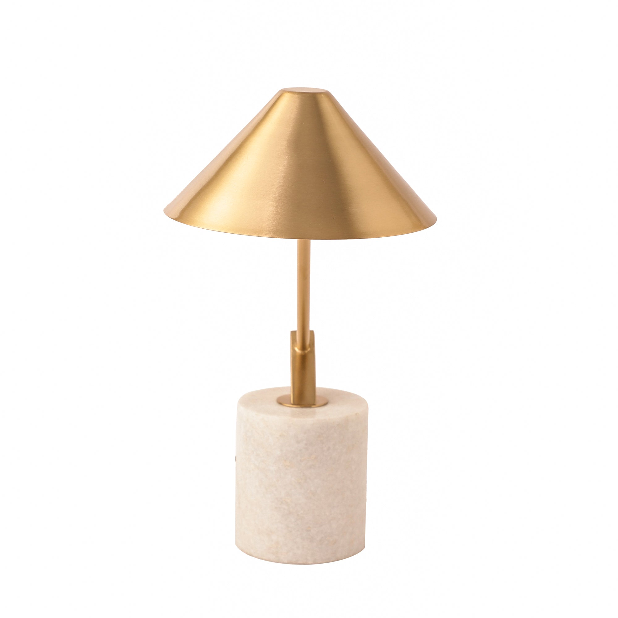 Gold Metal Cone Shade Lamp with white  Marble Base