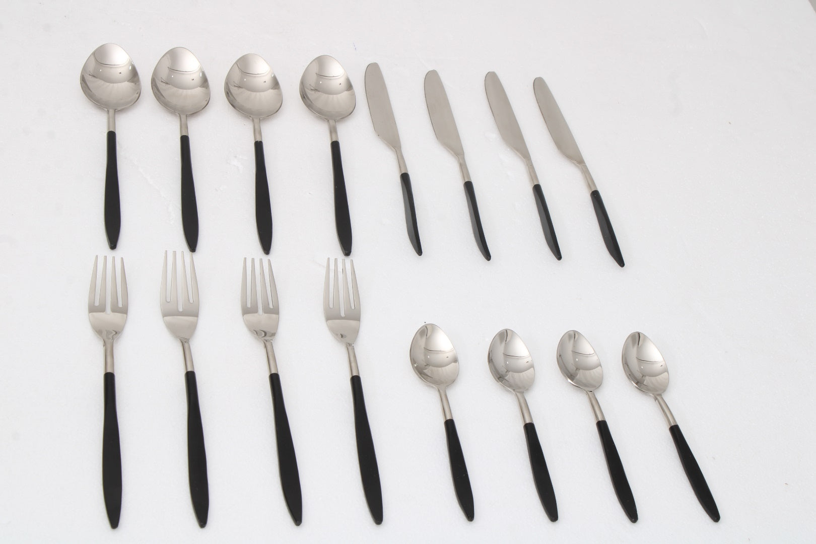 Midnight Opulence Black & Silver Cutlery Set of 16