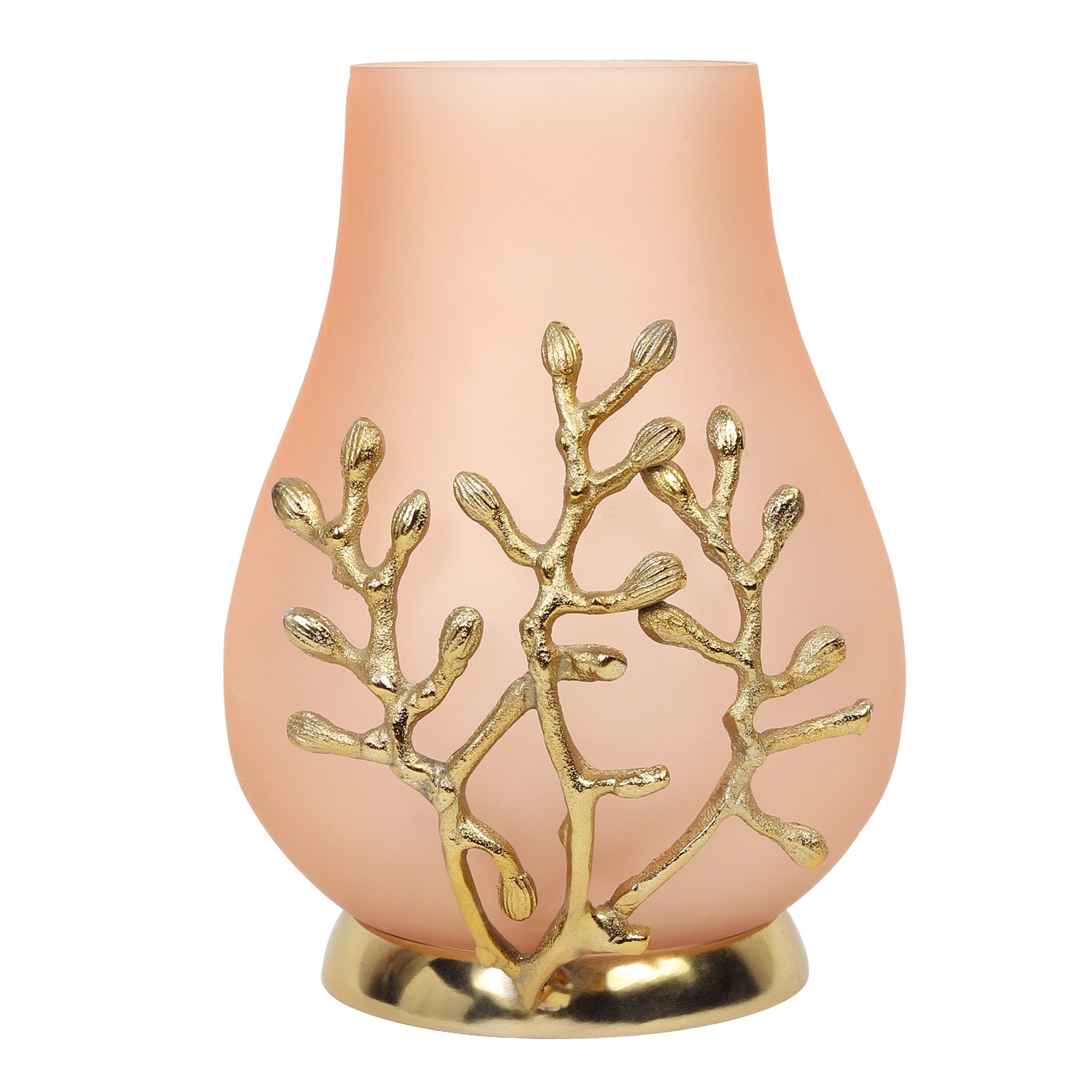 VersaLux Glass Vase and Candle Holder in Peach & Gold