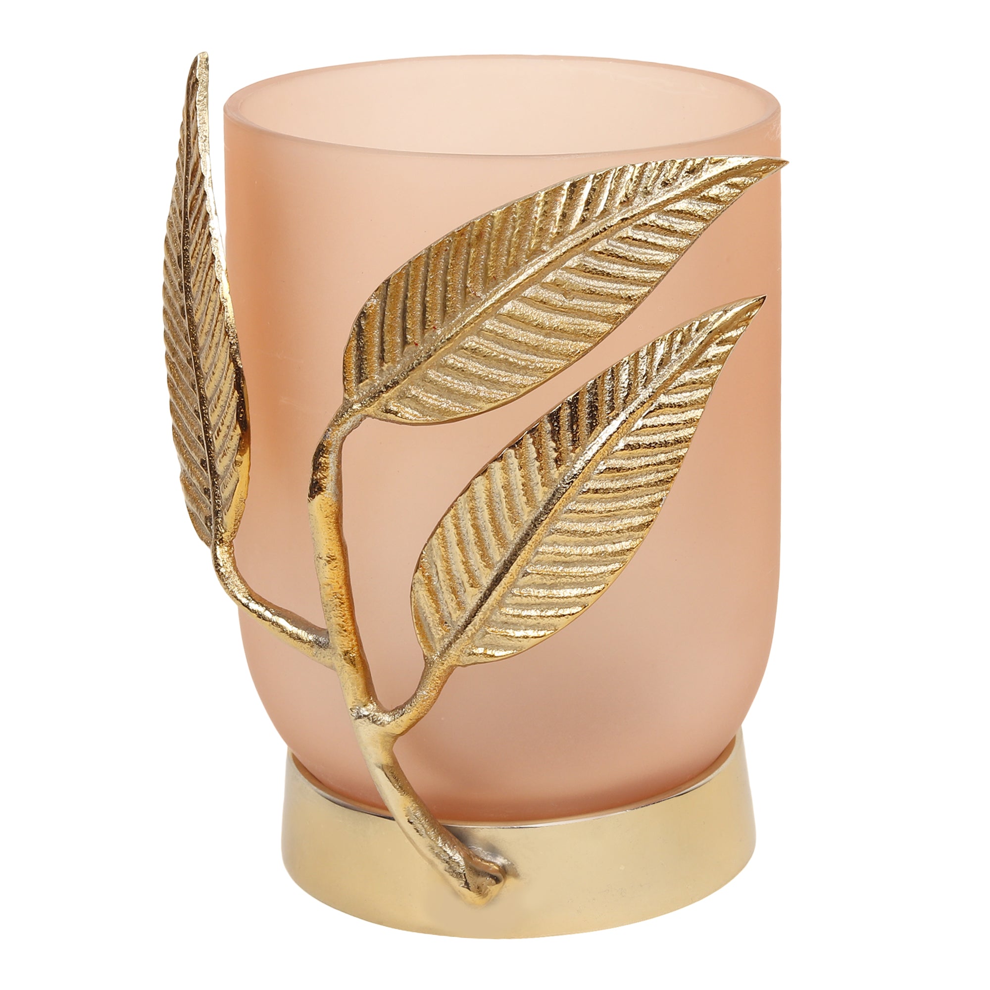 VersaLeaf Glass Vase and Candle Holder in Peach & Gold