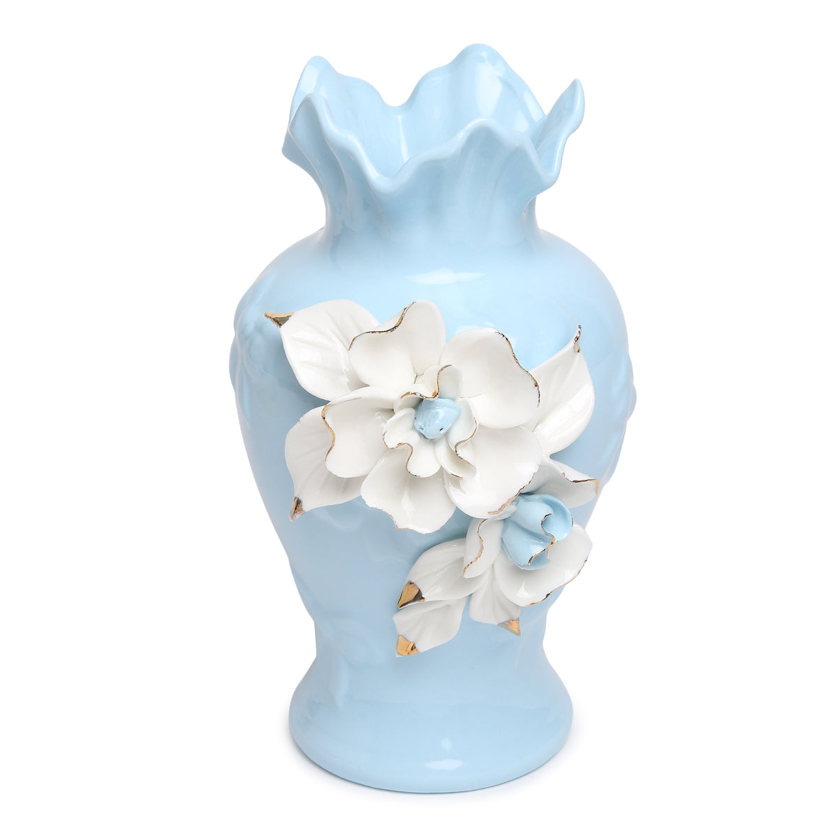 Elodie Fleur Blue Porcelain Vase - Ouchart