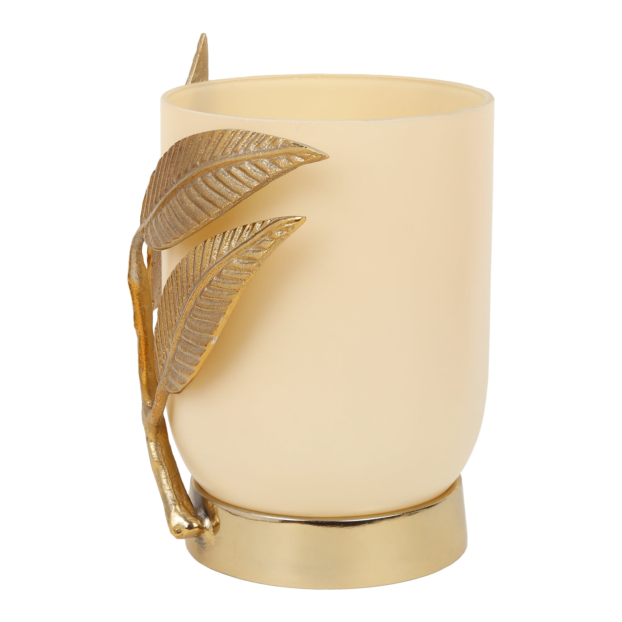 VersaLeaf Glass Vase and Candle Holder in cream & Gold