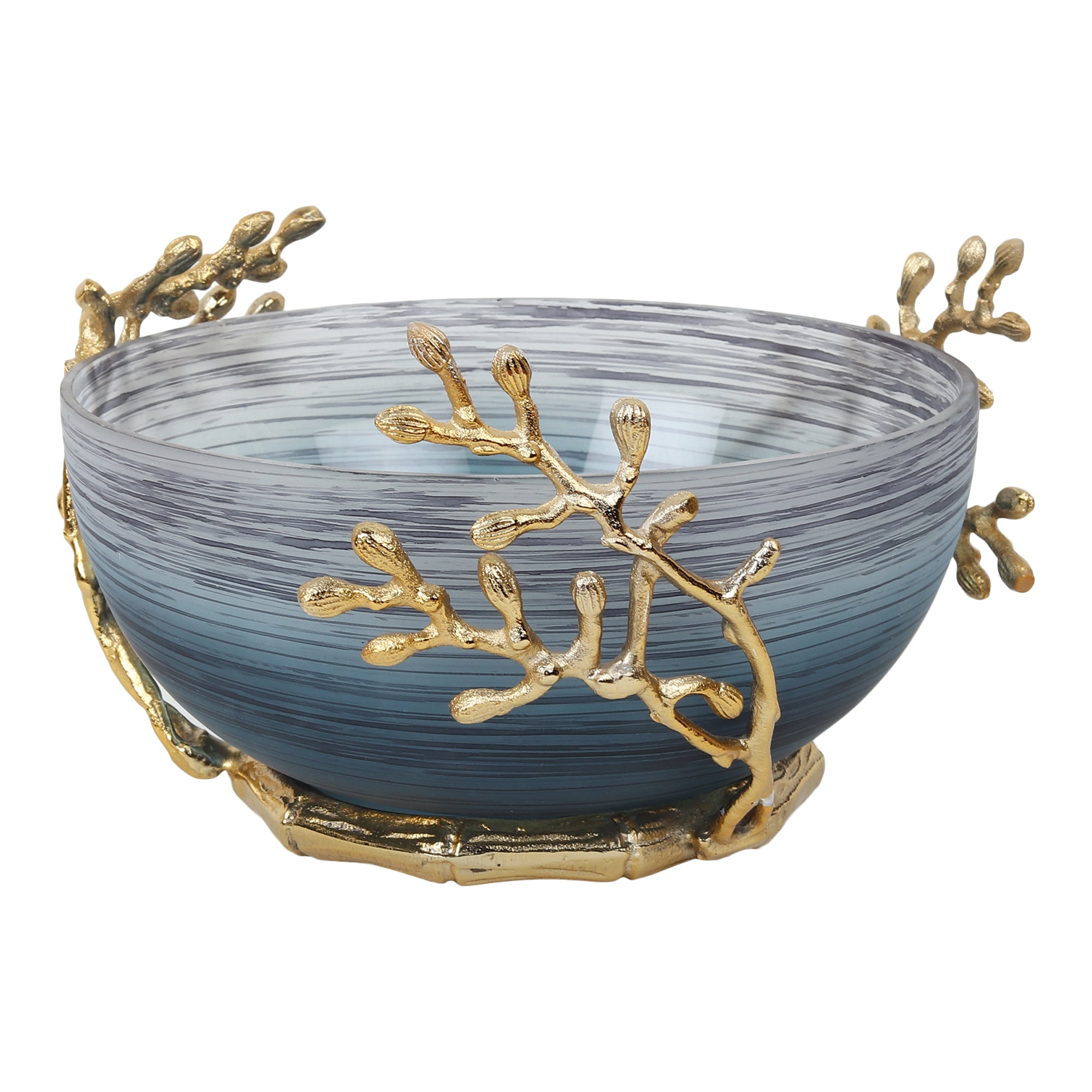 Vincent Glass Bowl in wavy grey & Gold