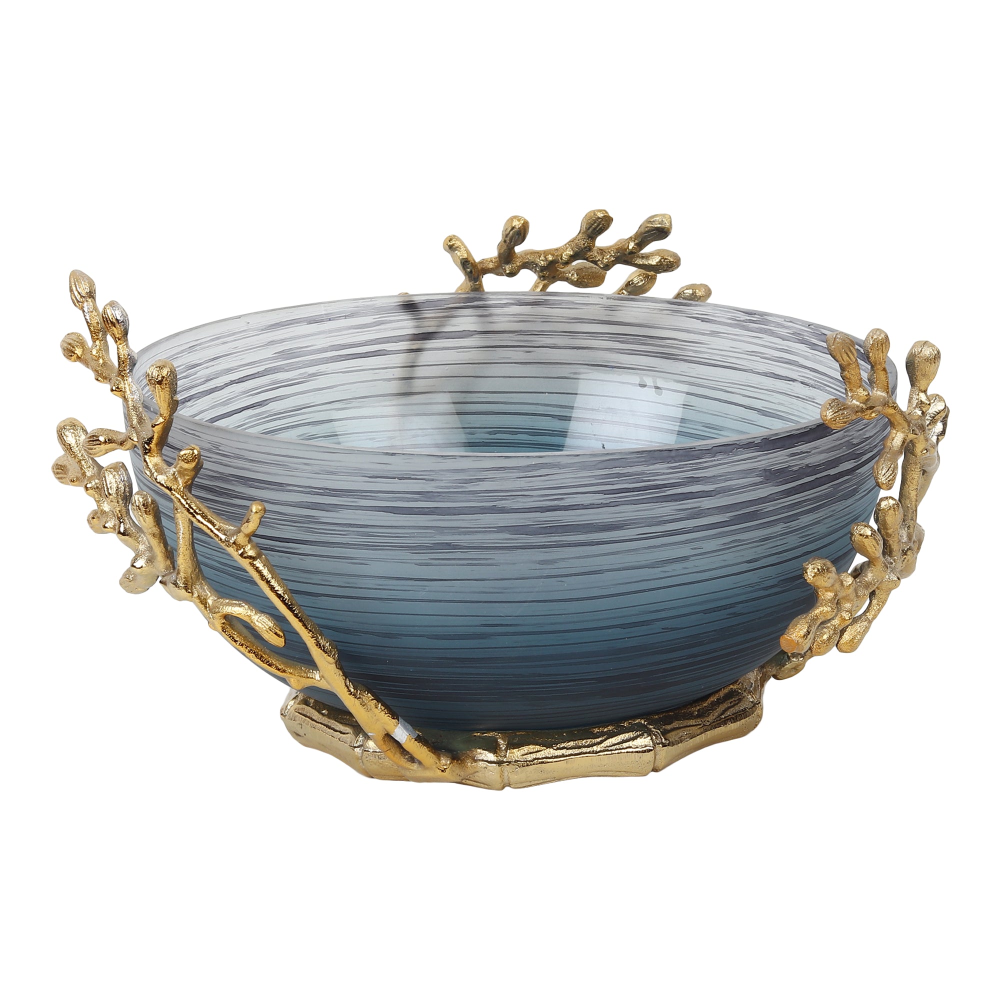 Vincent Glass Bowl in wavy grey & Gold