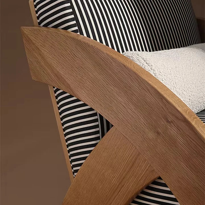 Ouch Cart Modern Wooden Lounge Chair with Cushioned Seat & Curved Armrests