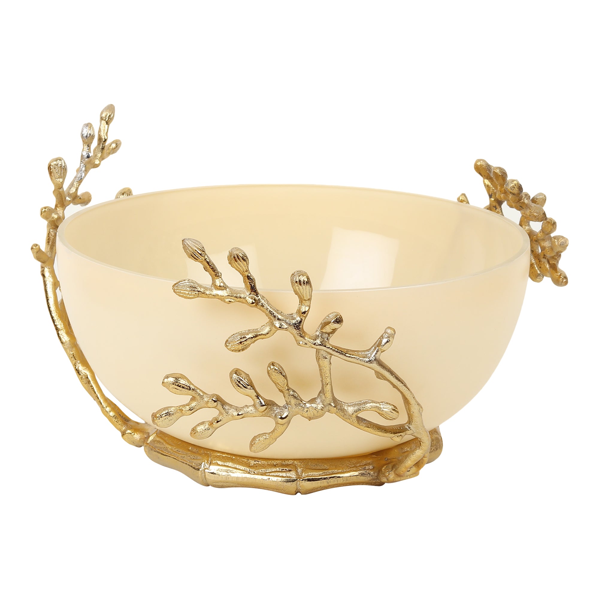 Vincent Glass Bowl in cream & Gold