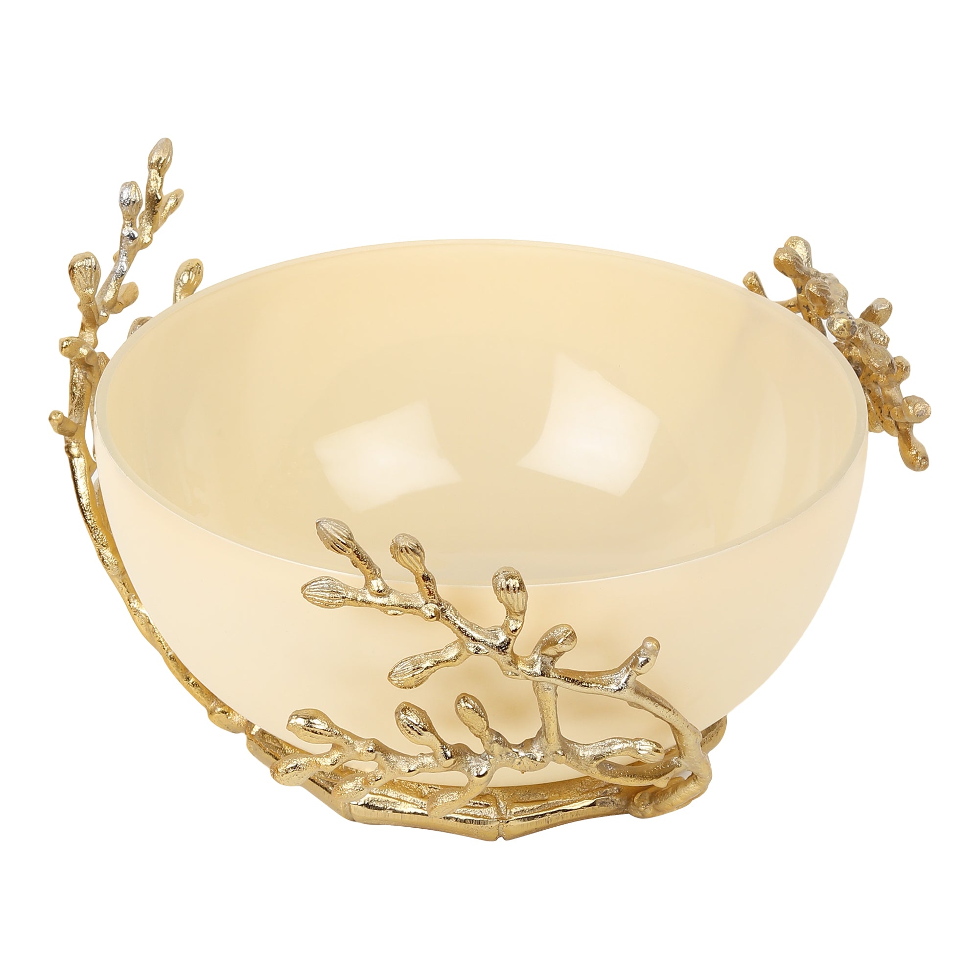 Vincent Glass Bowl in cream & Gold