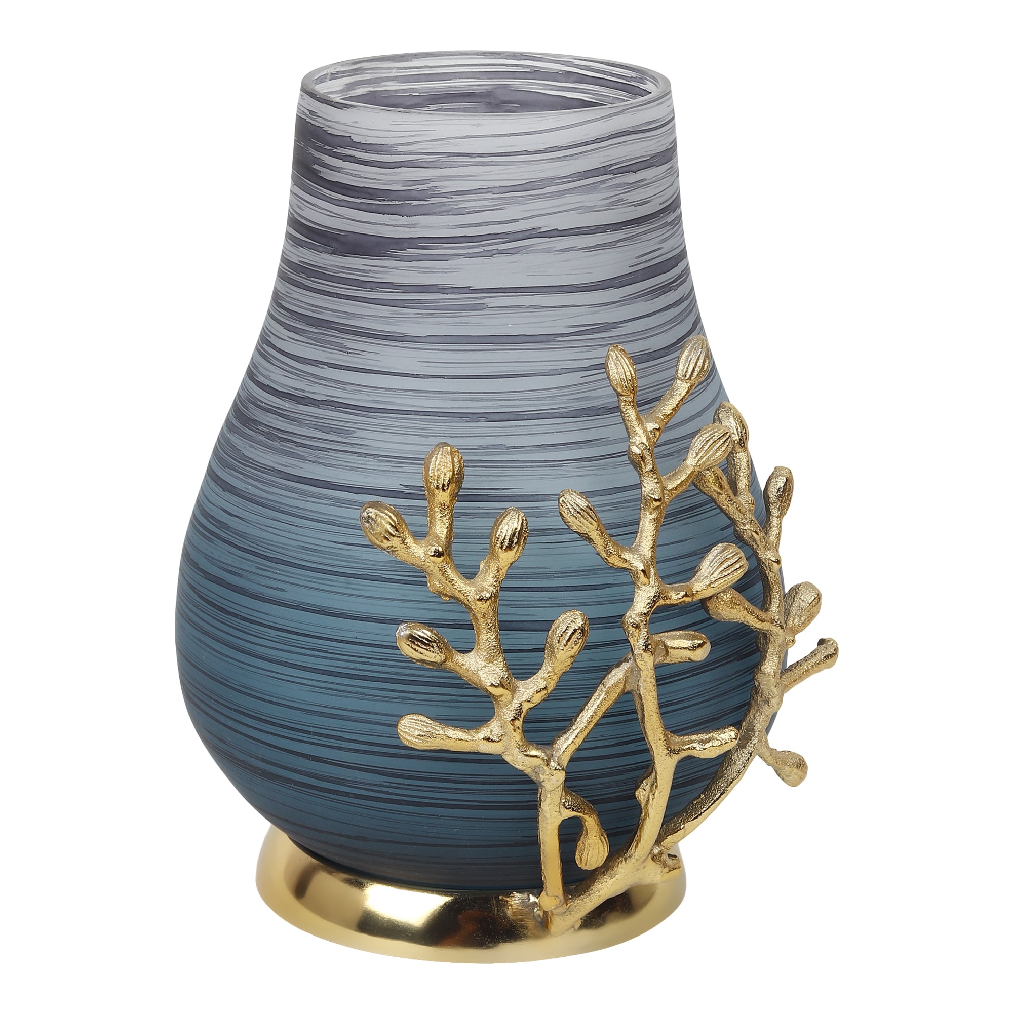 VersaLux Glass Vase and Candle Holder in Wavy Grey & Gold