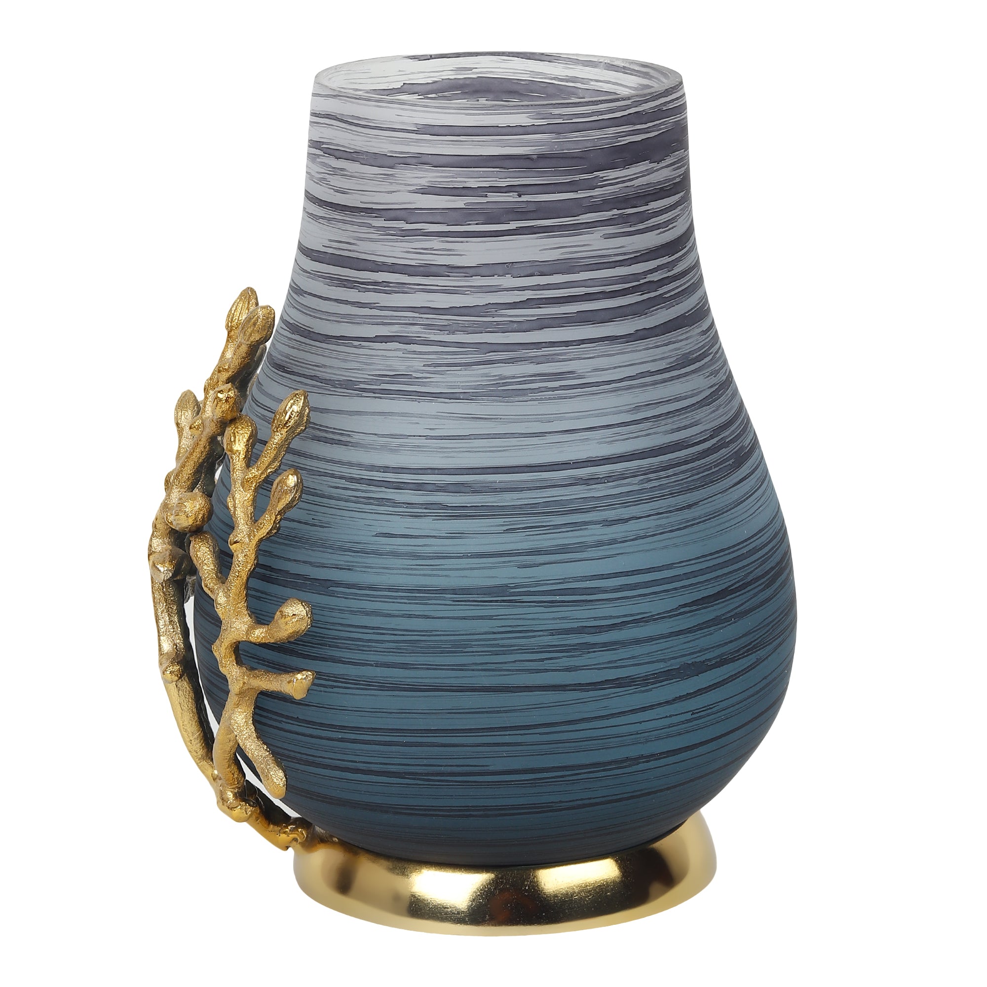 VersaLux Glass Vase and Candle Holder in Wavy Grey & Gold