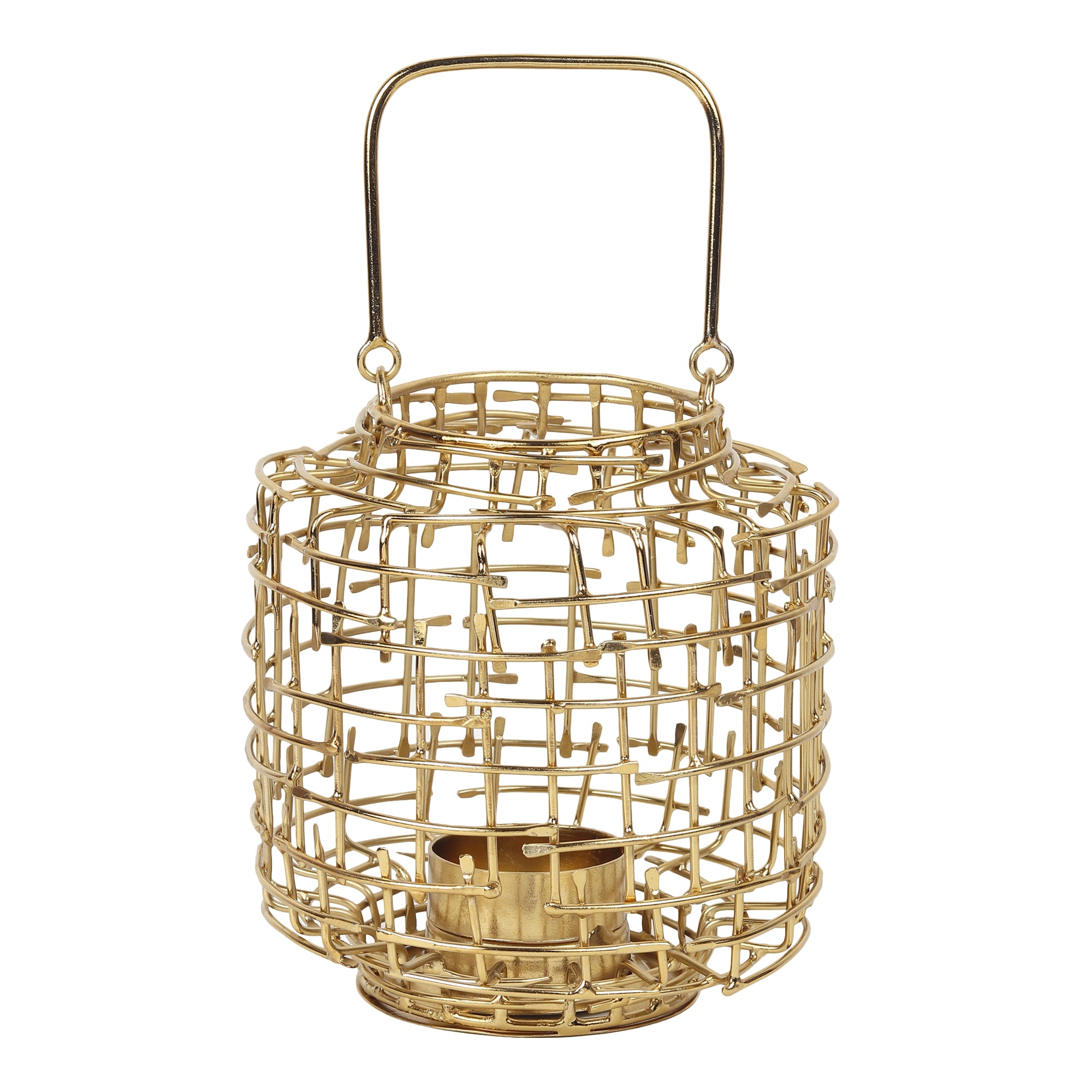 Basketweave Gold Tea Light Holder