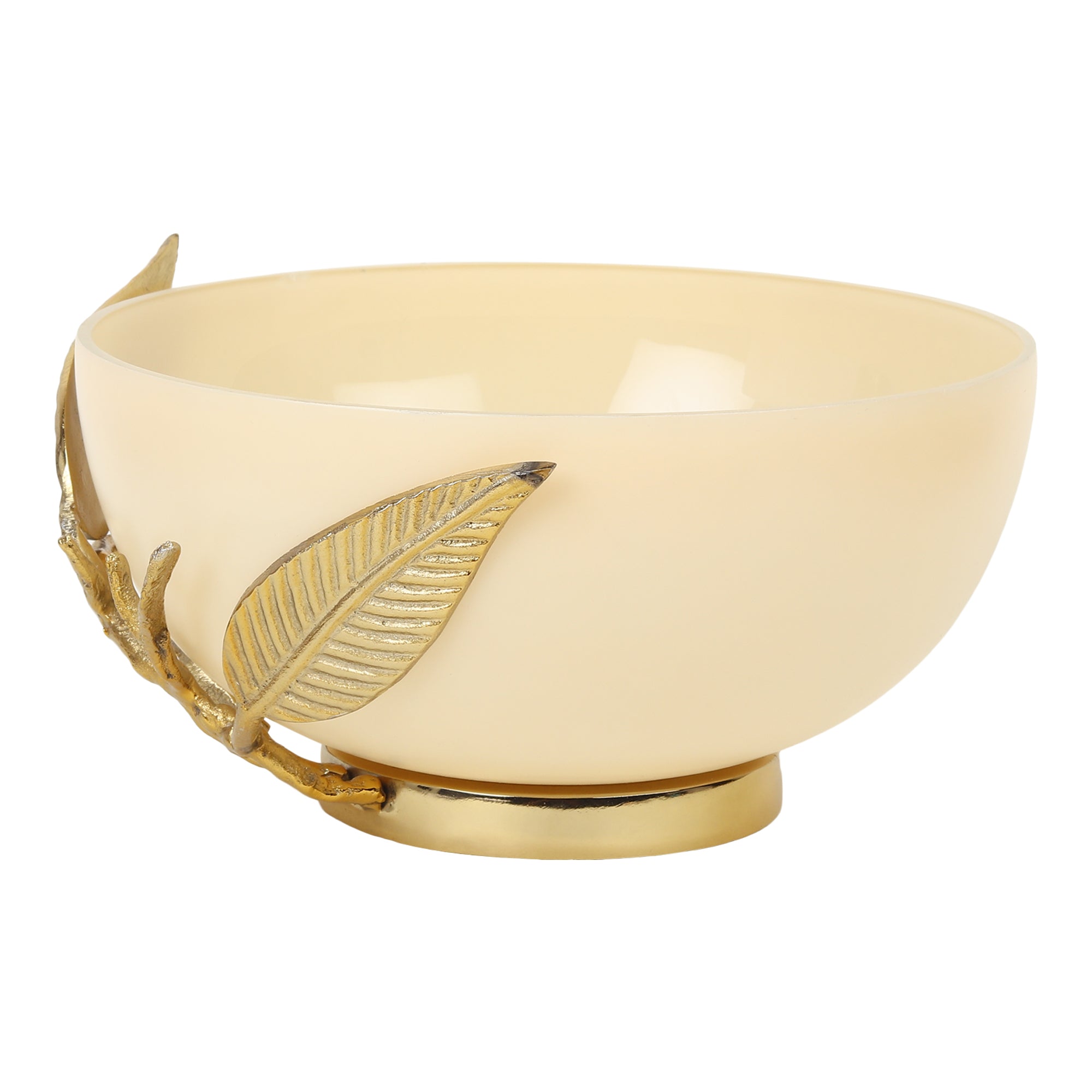 Enchanted Vine Glass Bowl in Cream and Gold - OUCHCART