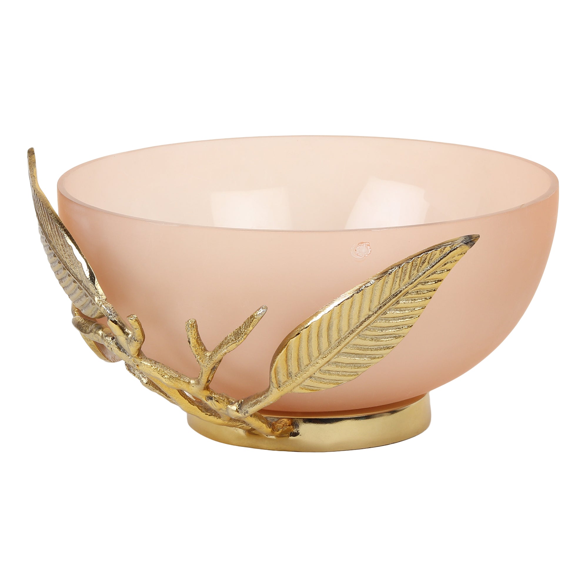 Enchanted Vine Glass Bowl in Peach & Gold