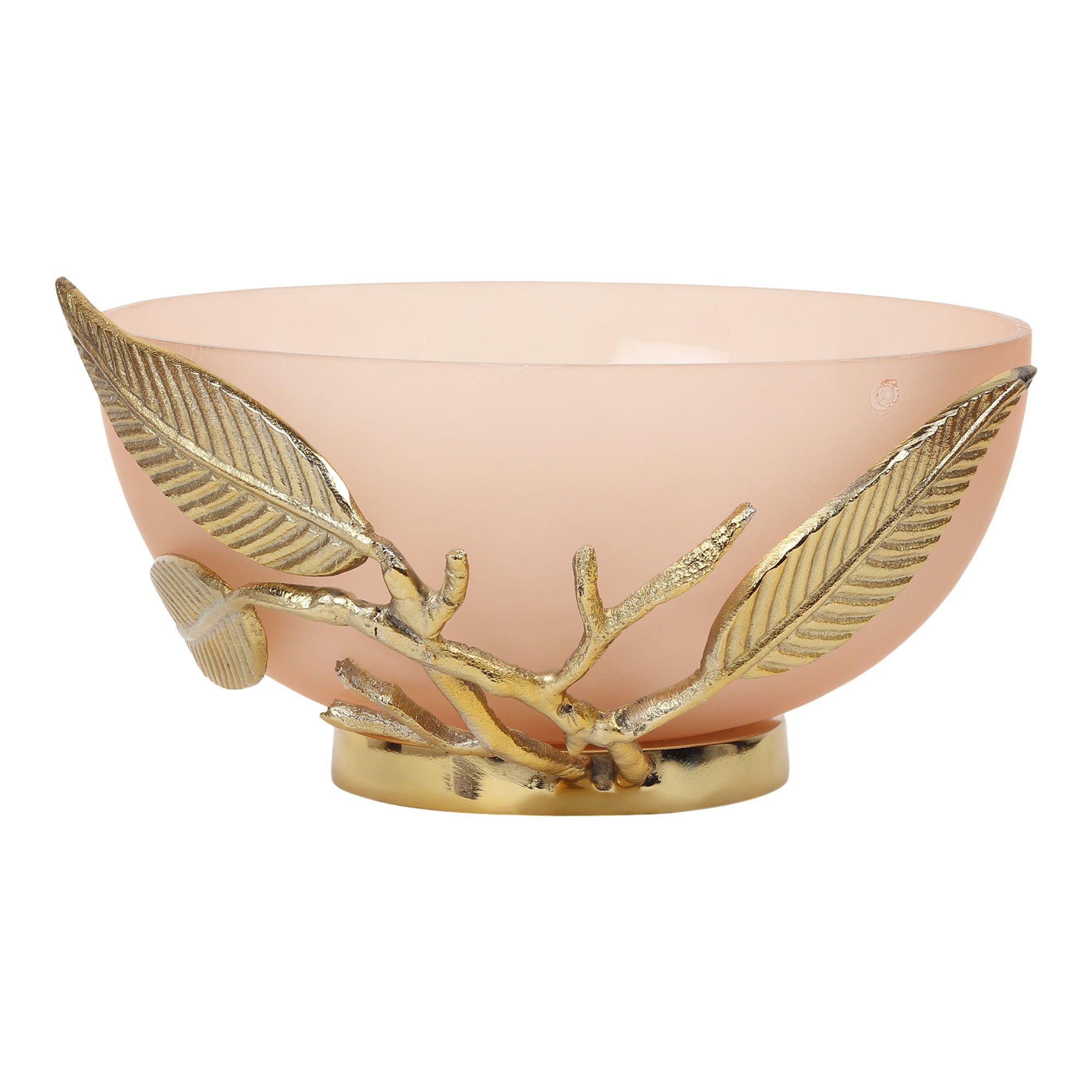 Enchanted Vine Glass Bowl in Peach & Gold