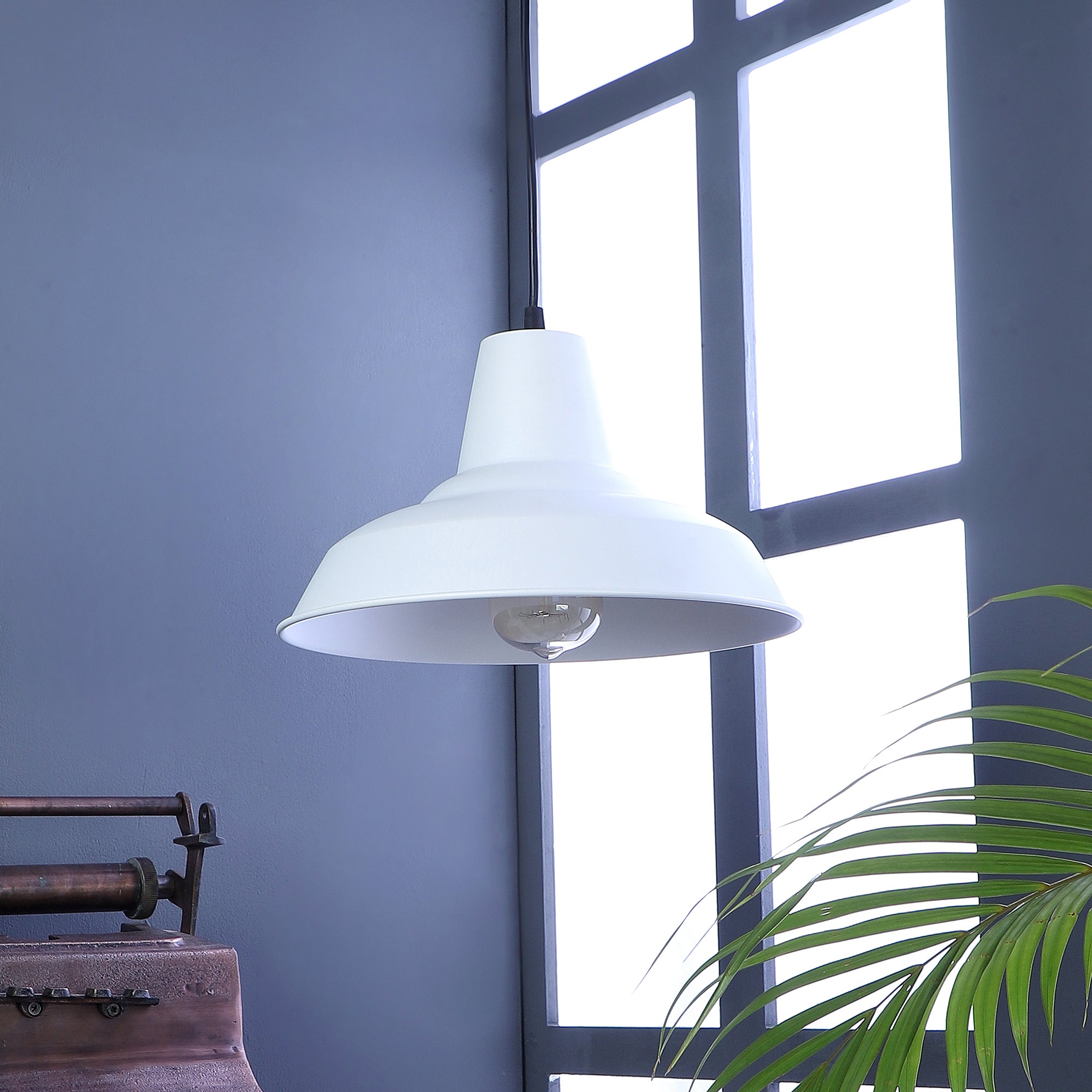 Opi Minimal Pastel White Metal Single Hanging Light by SS Lightings