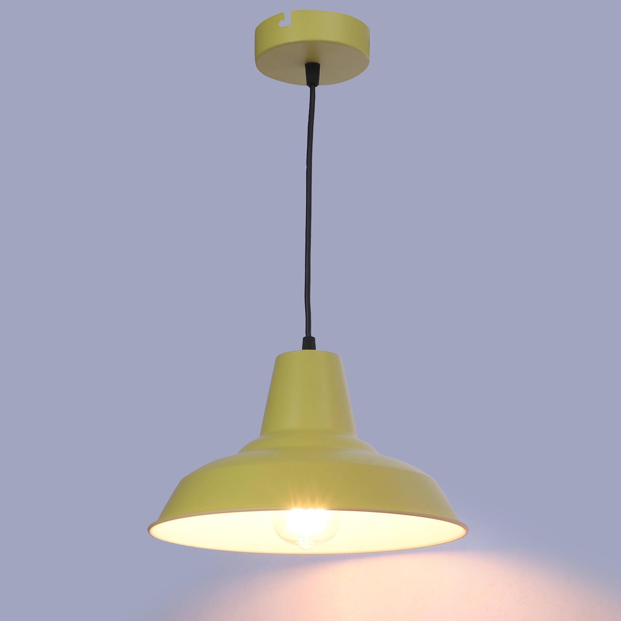 Opi Minimal Pastel Yellow Metal Single Hanging Light by SS Lightings