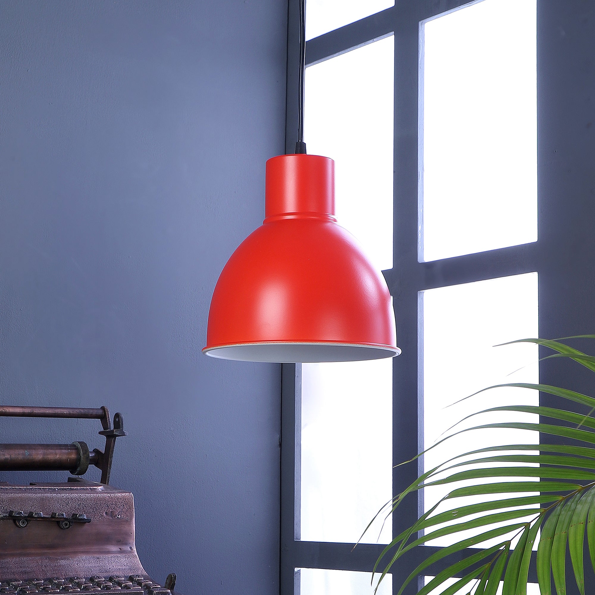 Opi Minimal Pastel Red Metal Single Hanging Light by SS Lightings