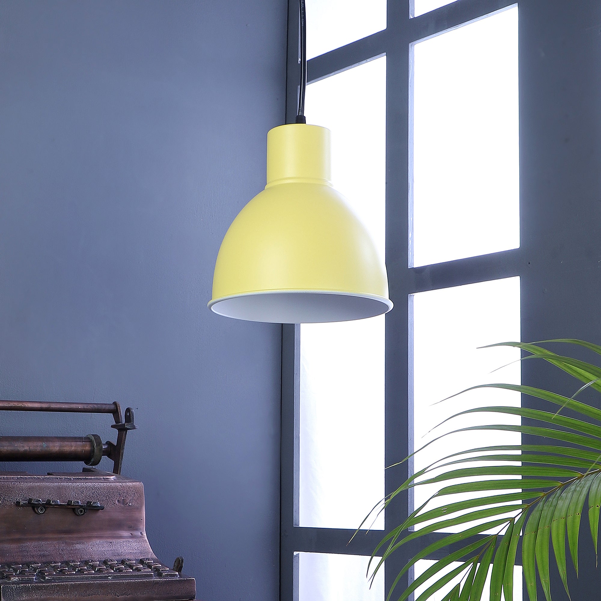 Opi Minimal Pastel Yellow Metal Single Hanging Light by SS Lightings