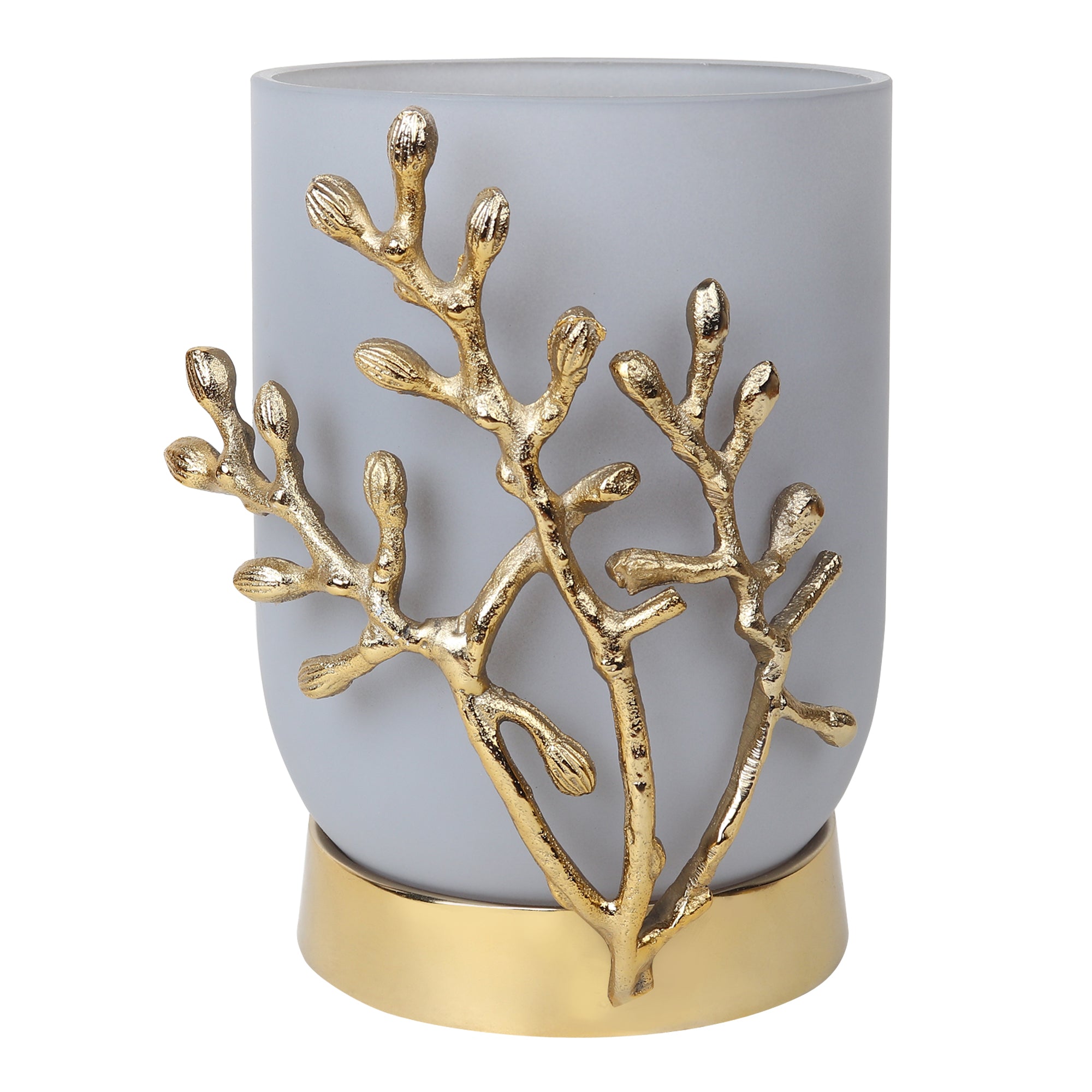 VinLux Glass Vase and Candle Holder in Grey & Gold  - OUCHCART
