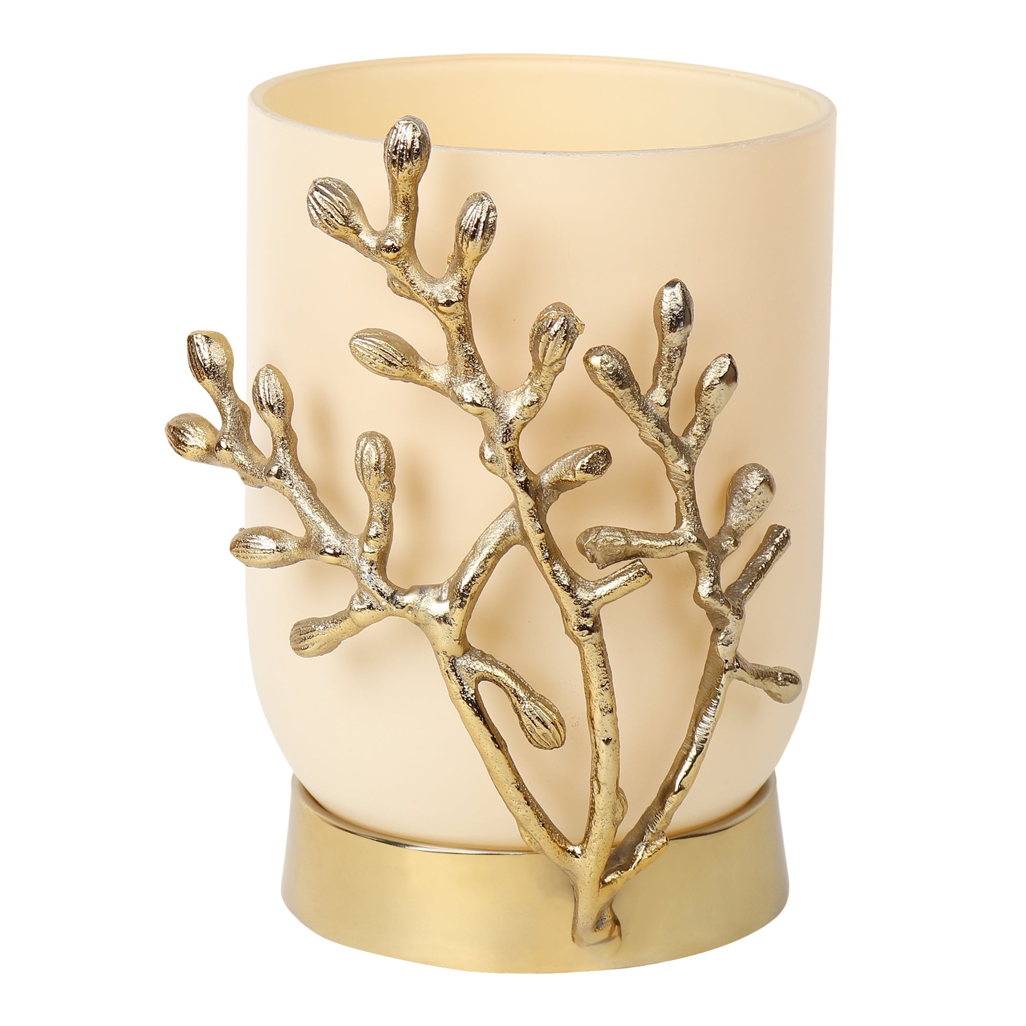 VinLux Glass Vase and Candle Holder in Cream & Gold - OUCHCART