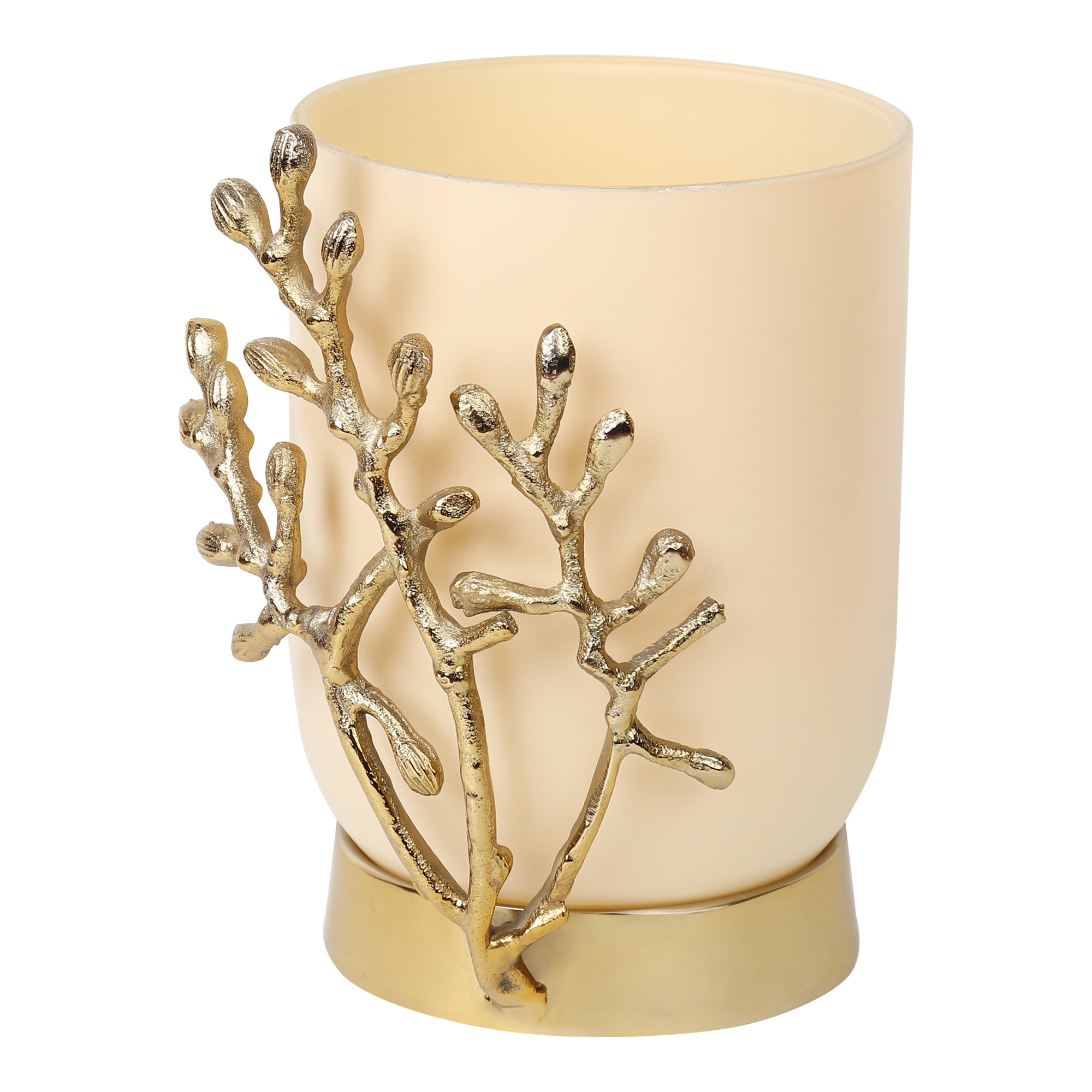 VinLux Glass Vase and Candle Holder in Cream & Gold