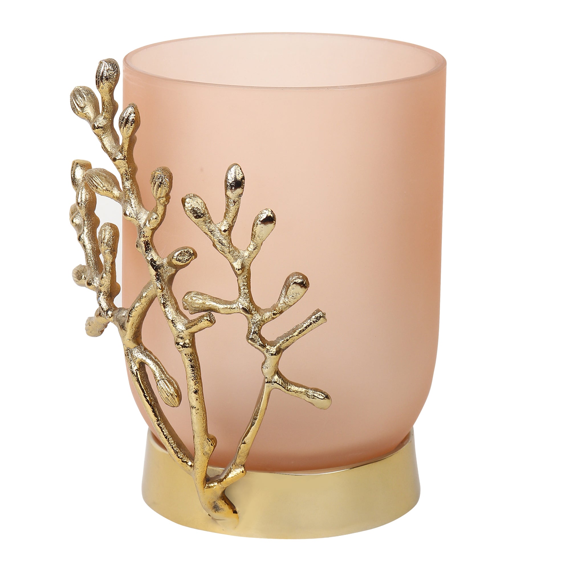 VinLux Glass Vase and Candle Holder in Peach & Gold