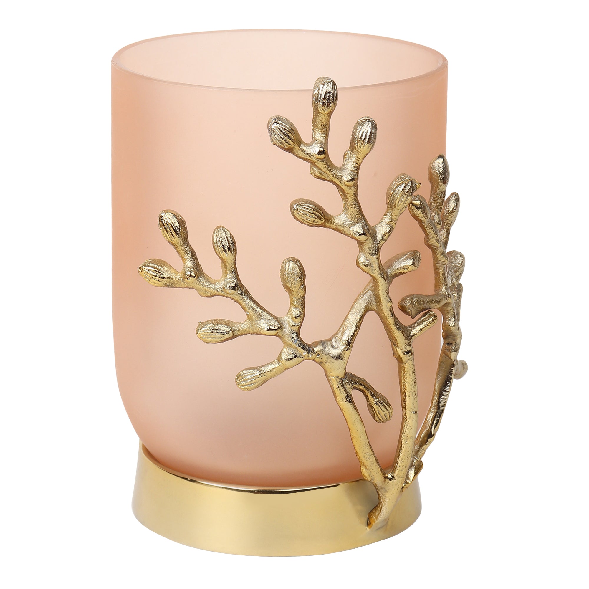 VinLux Glass Vase and Candle Holder in Peach & Gold - OUCHCART