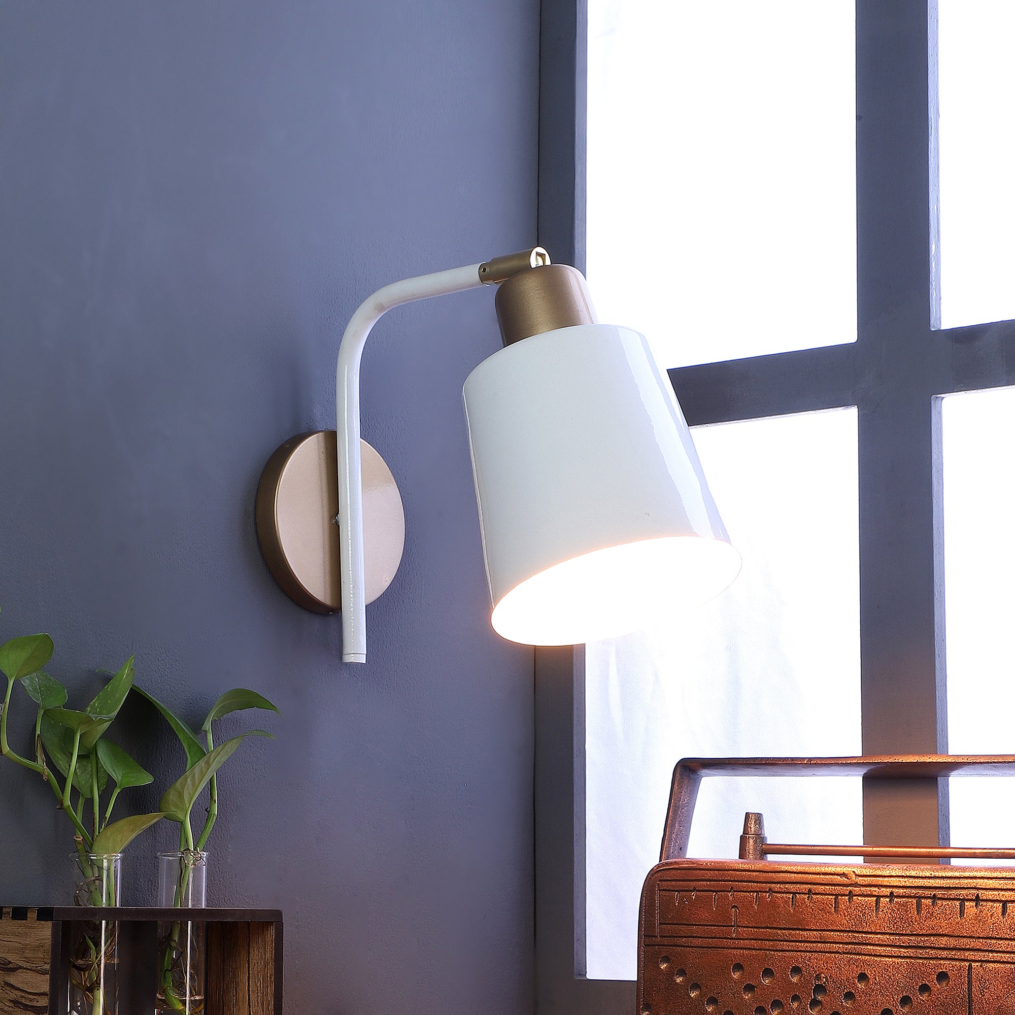 Two-Way White Metal Wall Light by SS Lightings