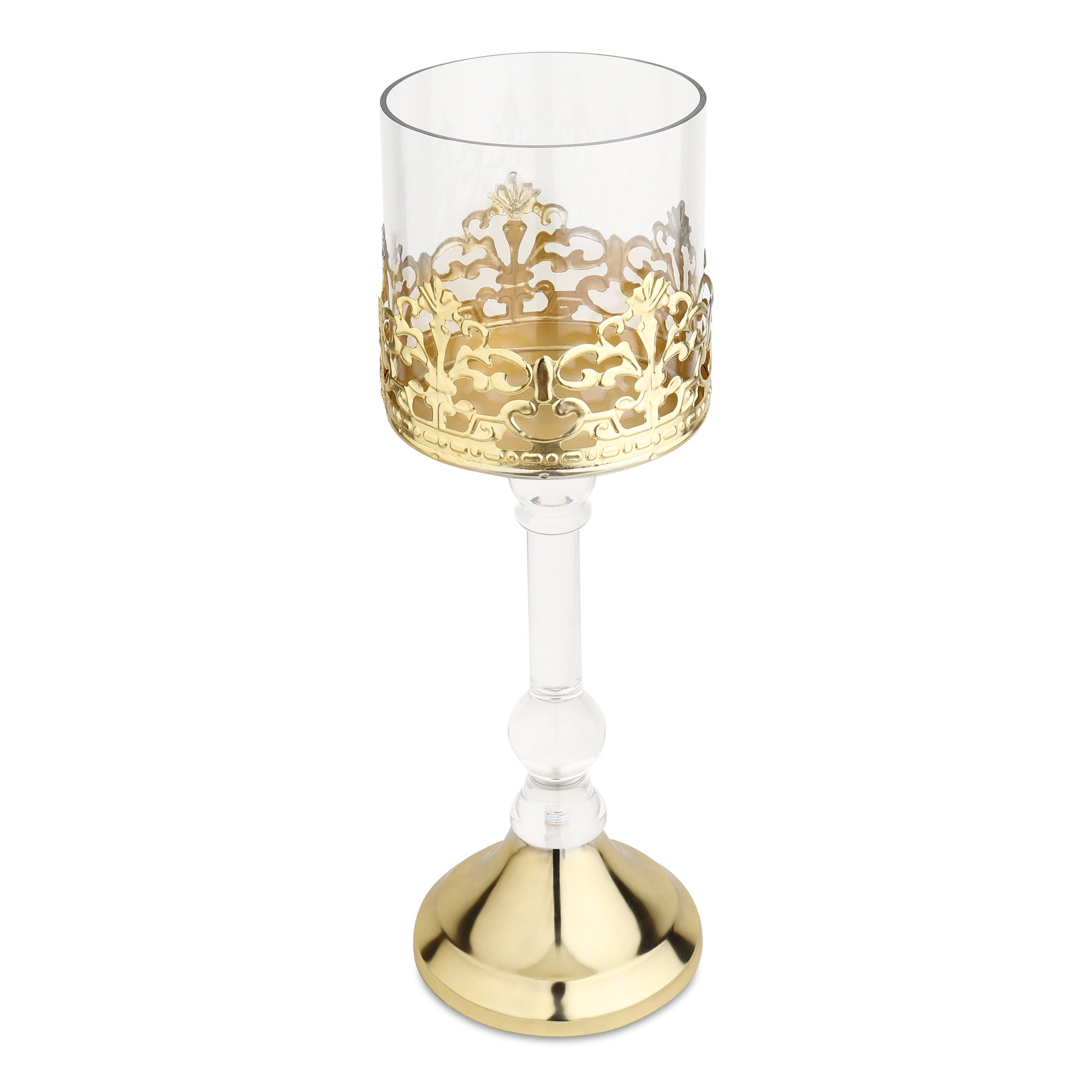Aurum Crest Pillar Candle Holder Small