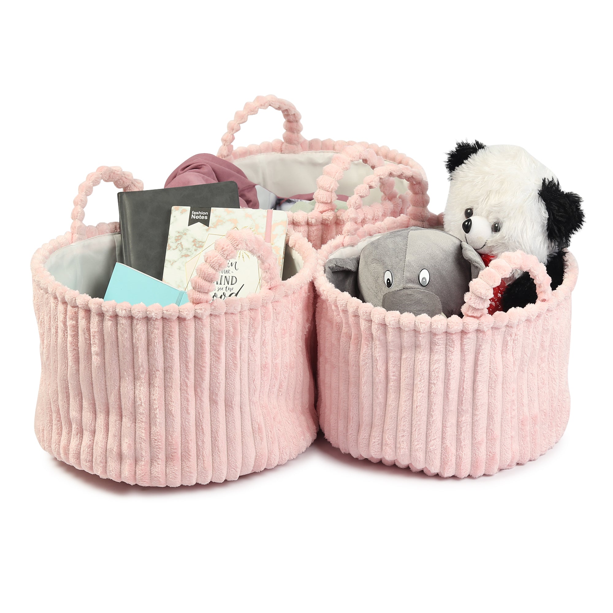 Cloud weave cloth basket Blush Pink Set of 3 - OUCHCART | Storage bag